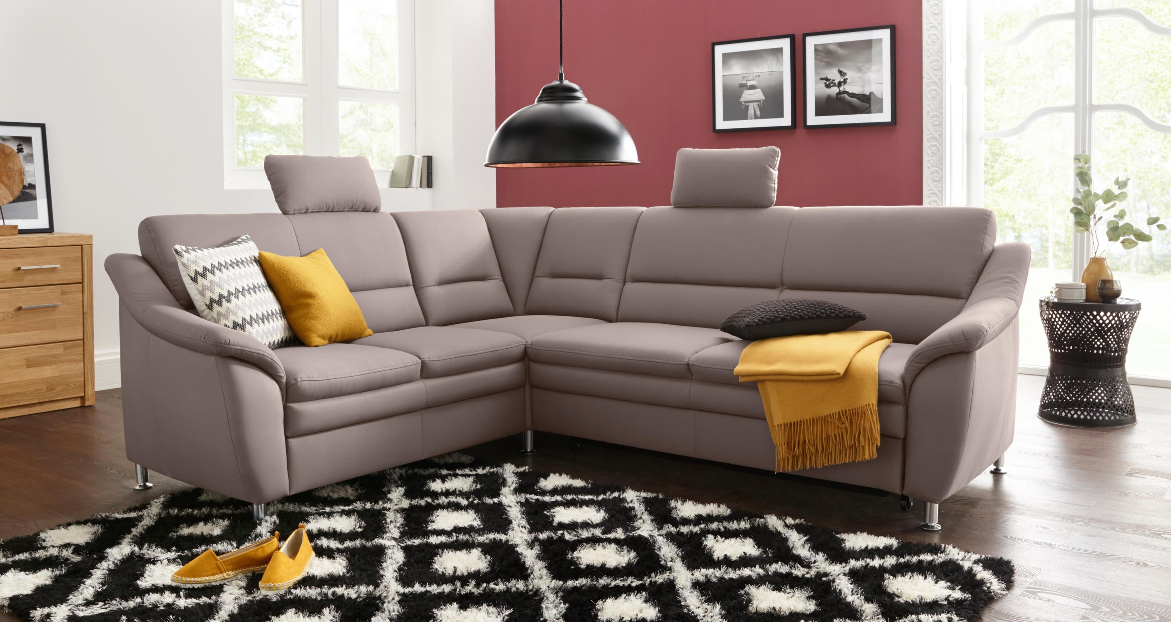 Sit & More Ecksofa Cardoso L-Form Grau mit Bettfunktion