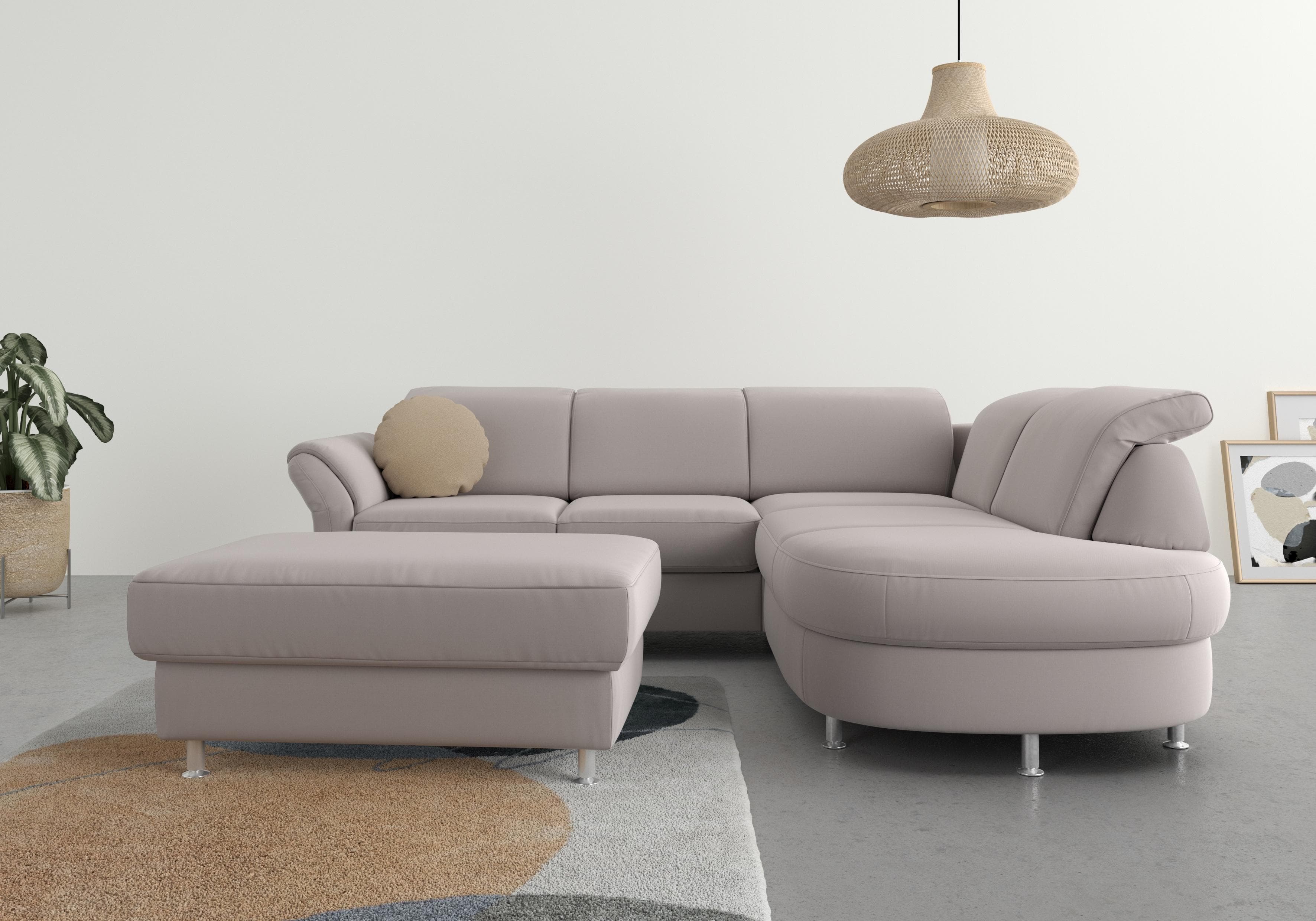 SIT & MORE Ecksofa Apulia L-Form Beige Samtoptik