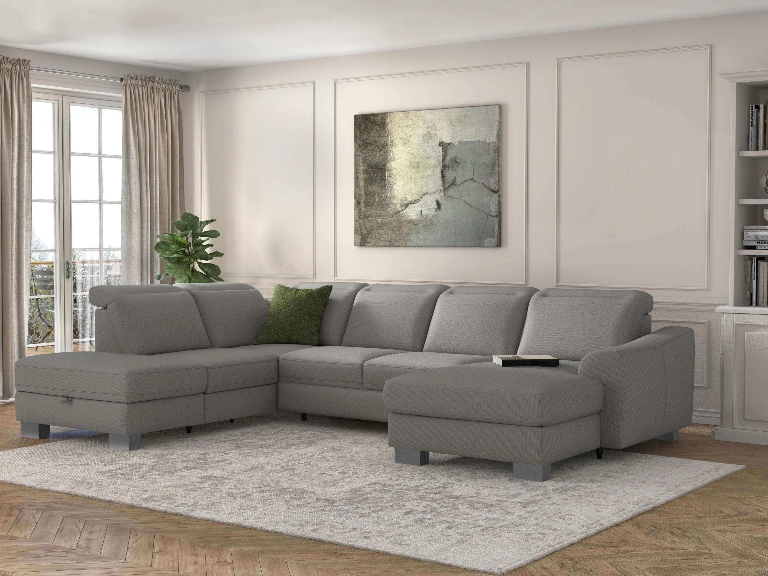 Sit & More Wohnlandschaft Dundee U-Form Silber mit Bettfunktion