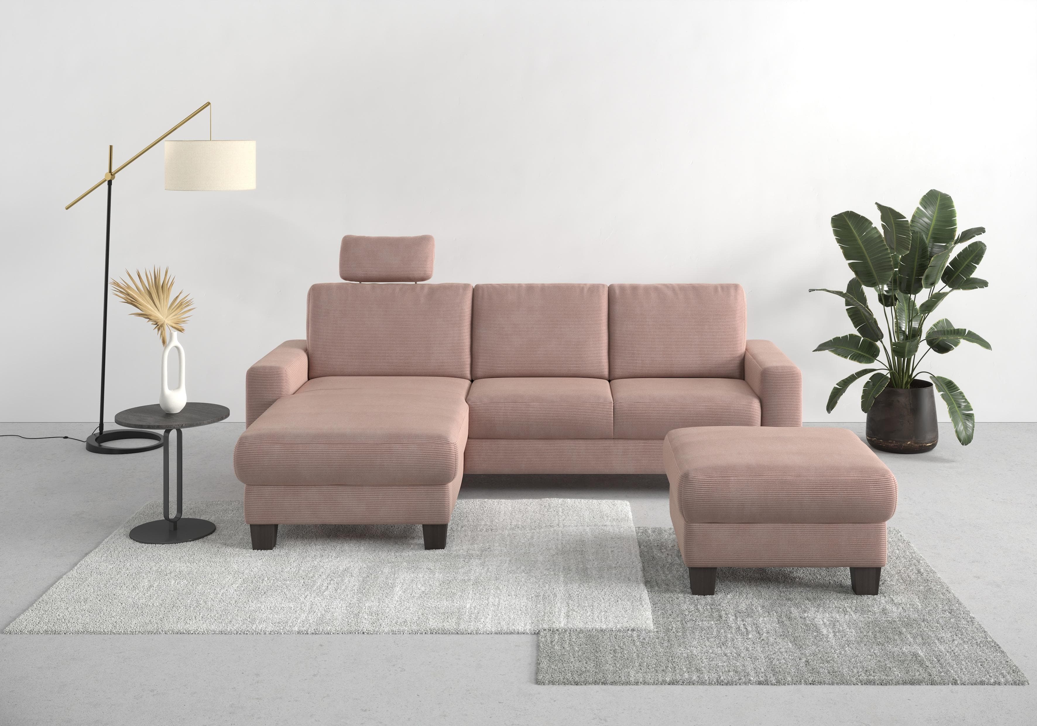 Home Affaire Ecksofa Summer L-Form Rosa Cord mit Recamiere