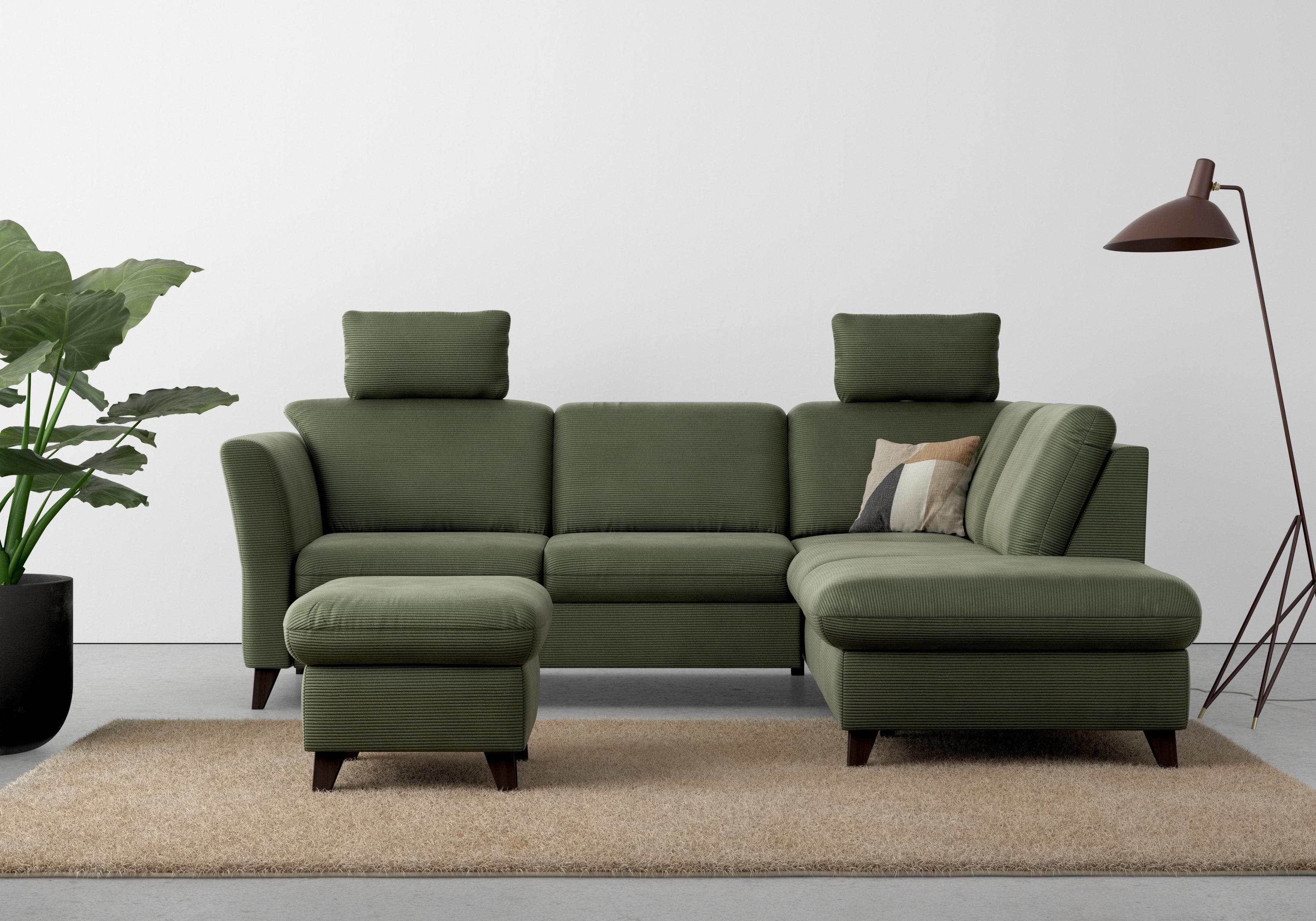 Home Affaire Ecksofa Trelleborg L-Form Olive Feincord