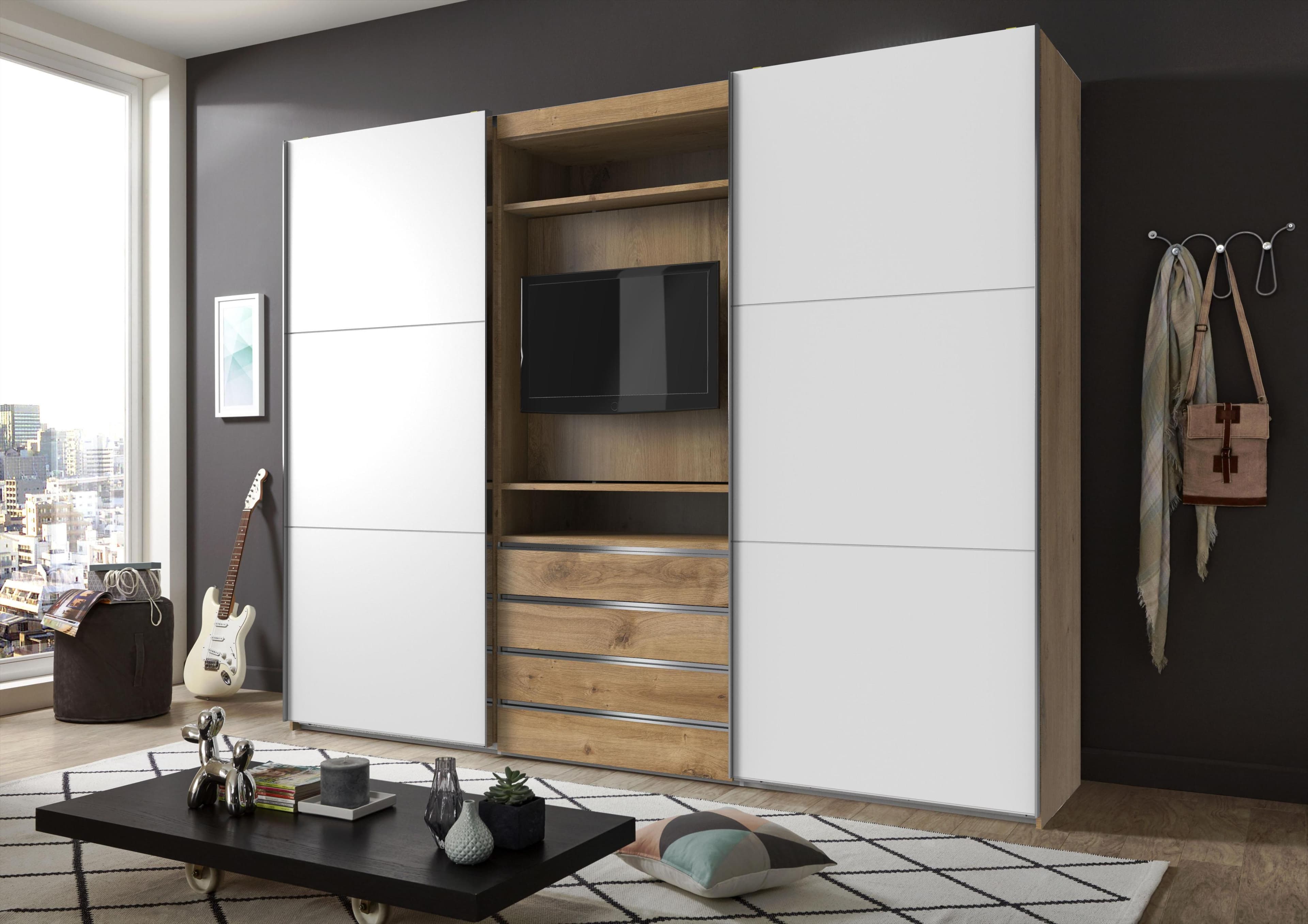 WIMEX Schwebetürenschrank Magic TV-Element Braun/Weiß
