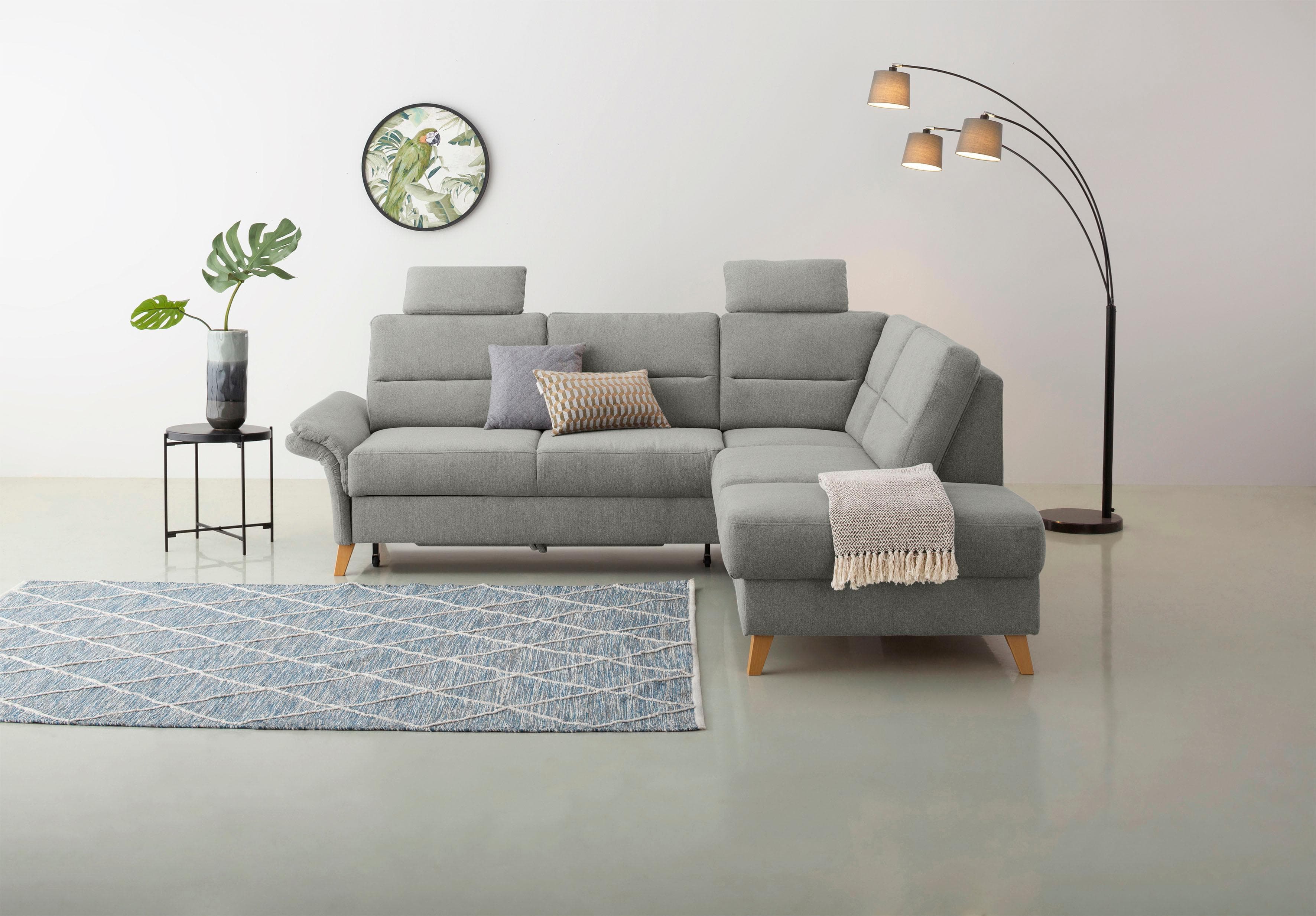 HOME AFFAIRE Ecksofa Westerland L-Form Hellgrau mit Bettfunktion