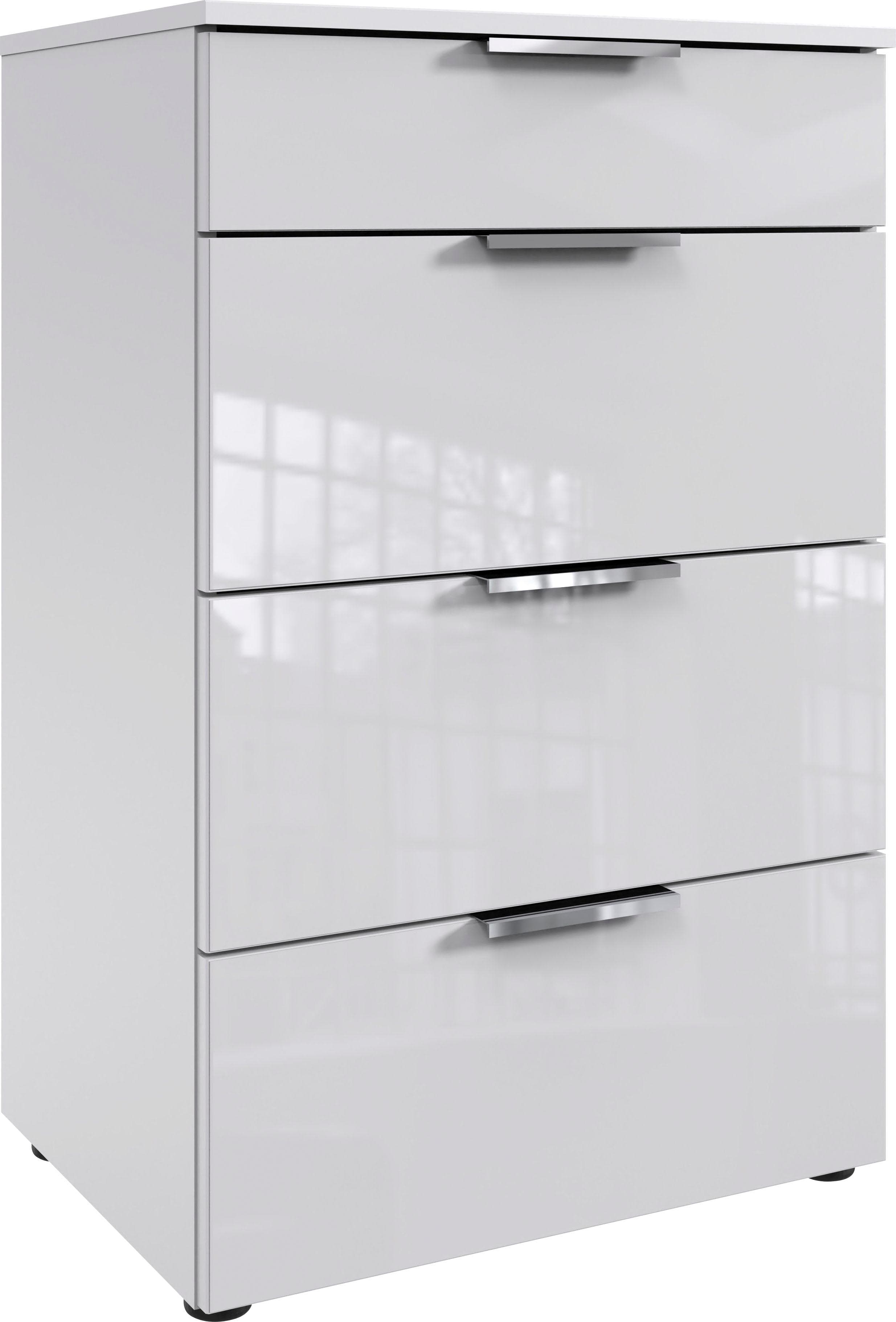 Schubkastenkommode mit Glaselementen und Soft-Close Funktion