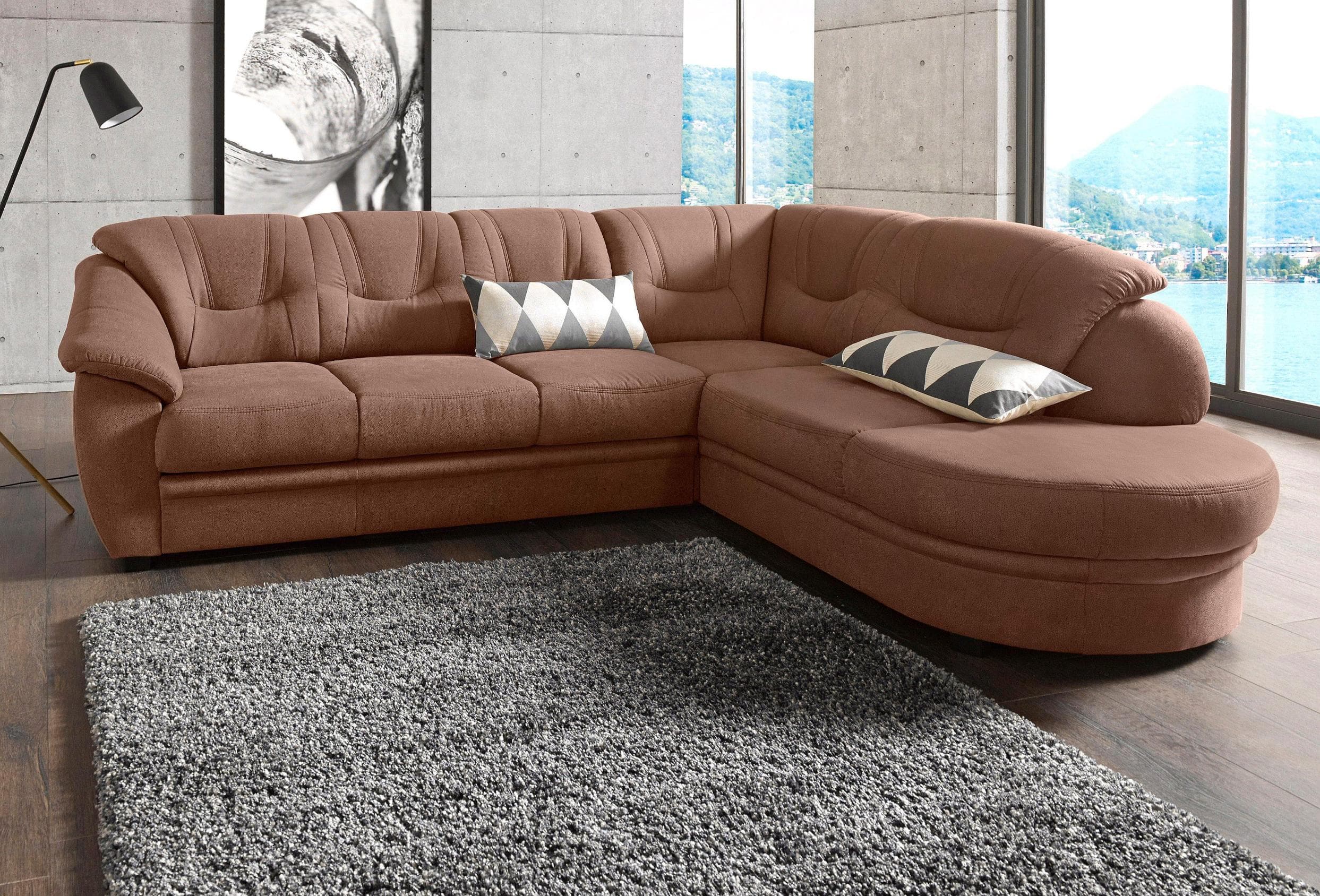 SIT & MORE Ecksofa Savoni L-Form Braun mit Bettfunktion