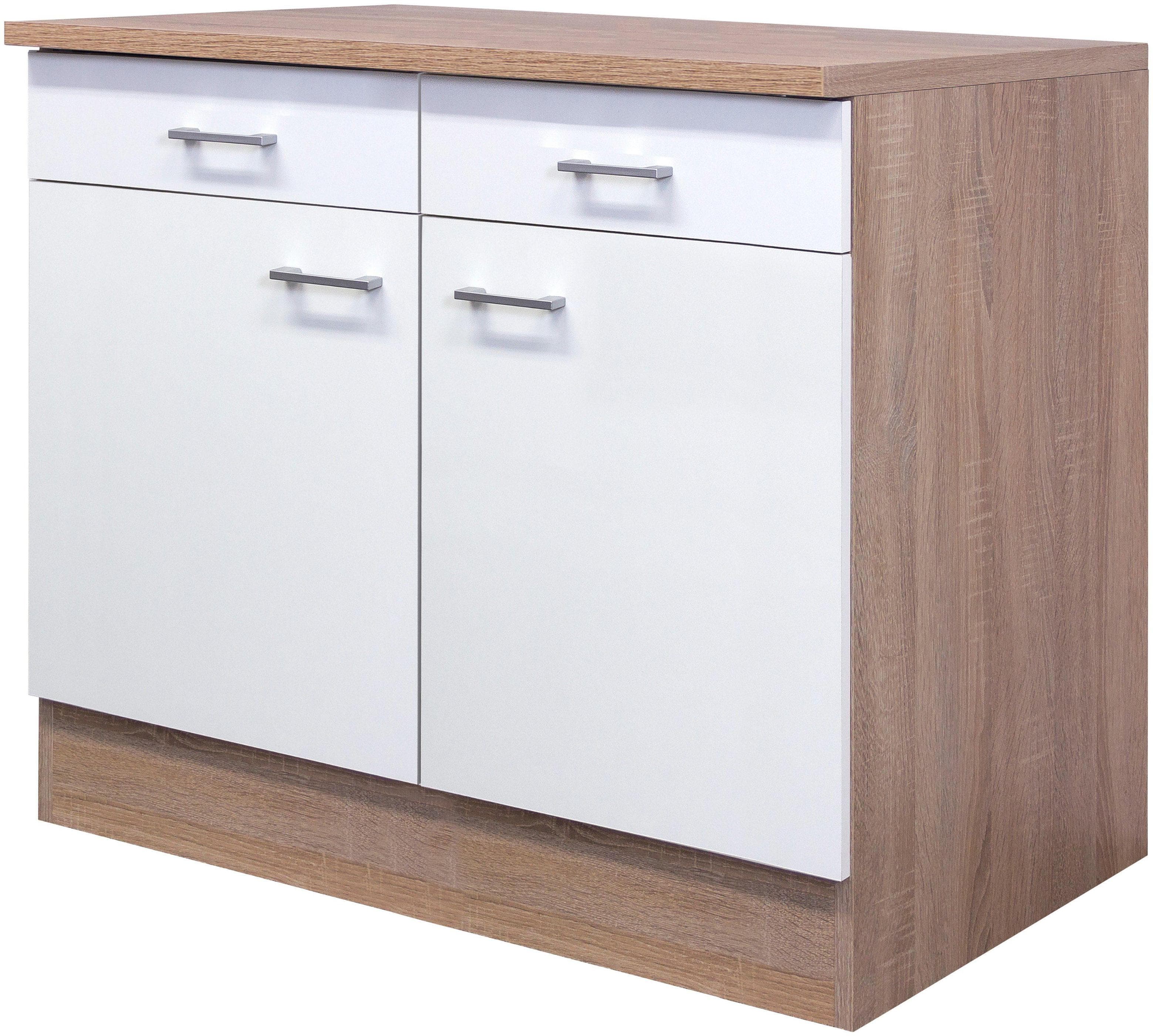 Flex-Well Unterschrank Samoa mit Arbeitsplatte - Viel Stauraum & Holzoptik