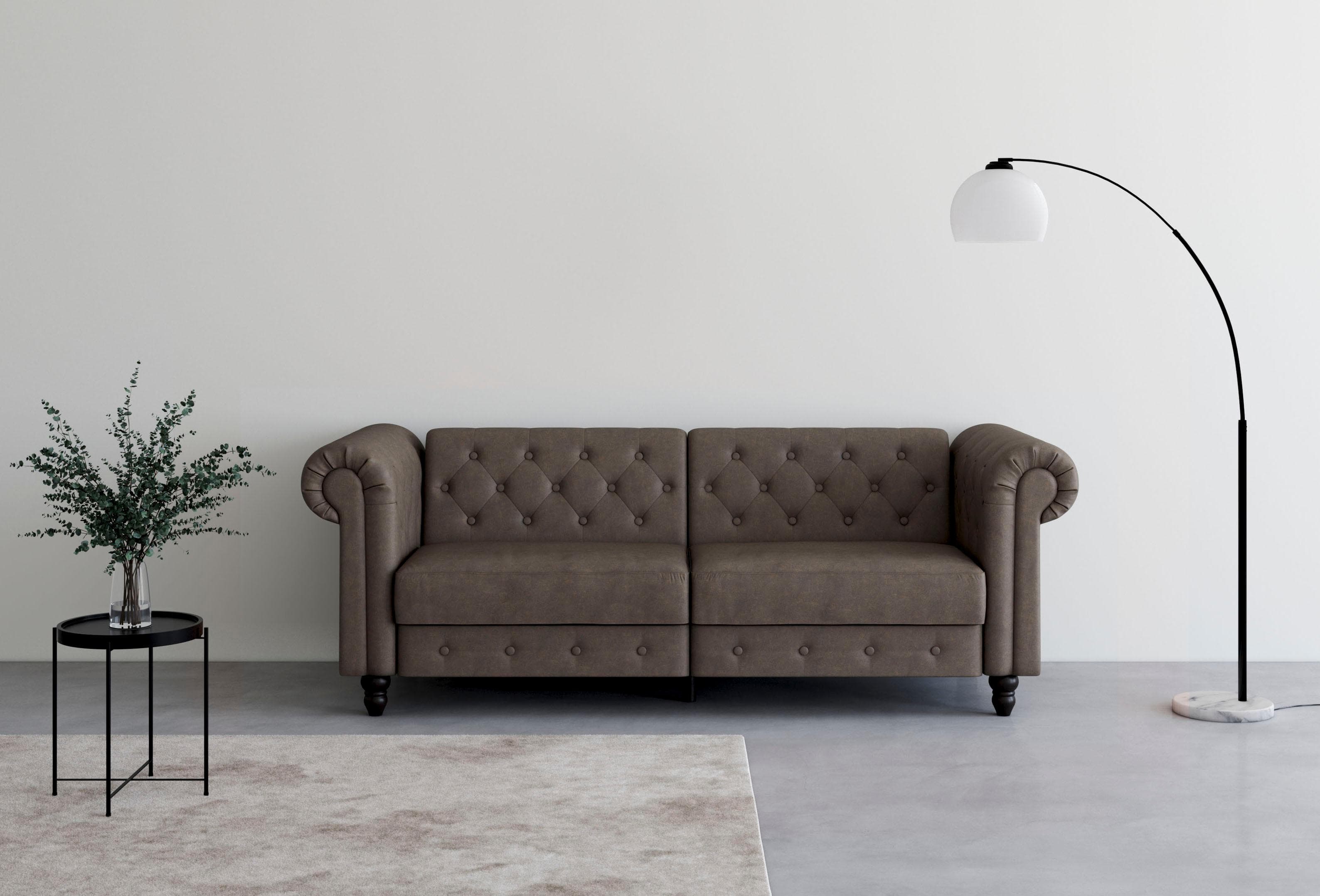 DOREL HOME Felix Schlafsofa 3-Sitzer Dunkelbraun 3-fach verstellbar