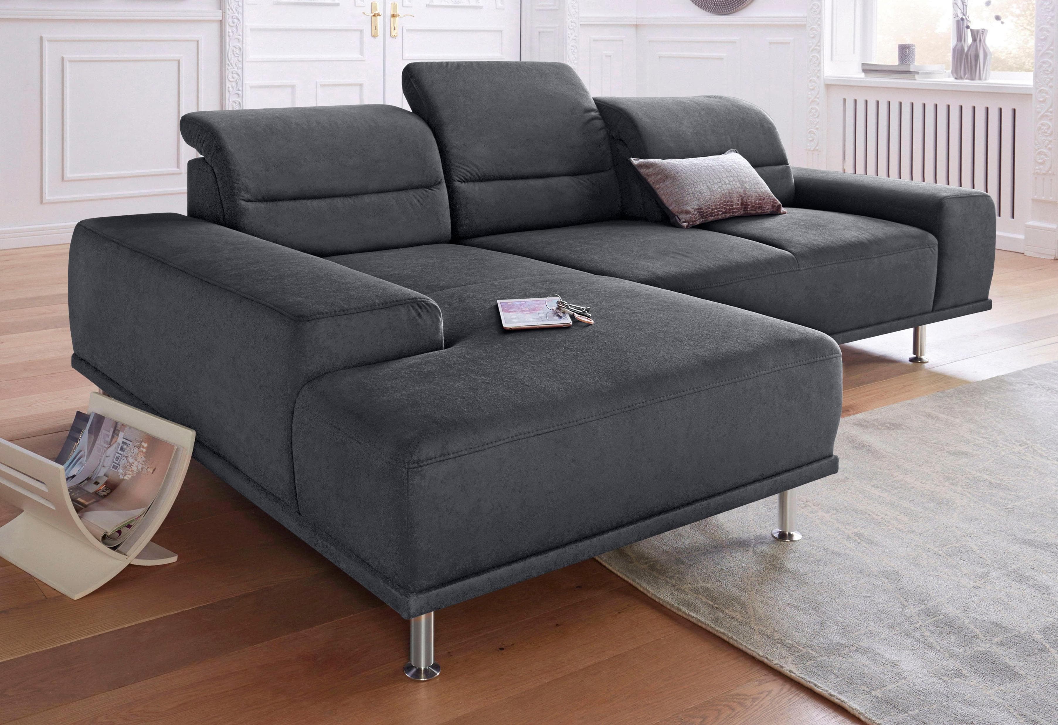 SIT & MORE Ecksofa Mariola L-Form Grau mit Recamiere