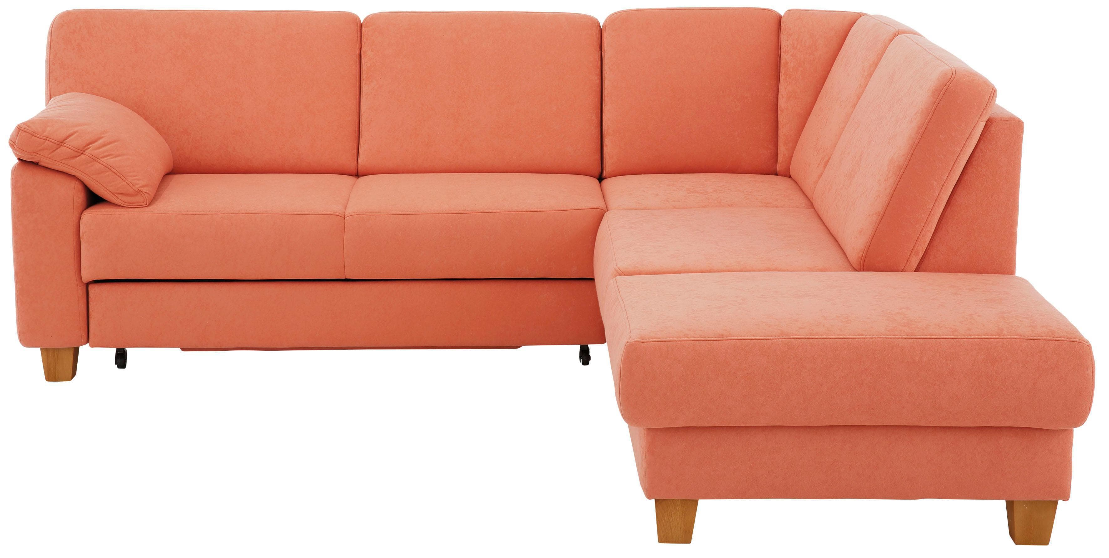 HOME AFFAIRE Ecksofa Belfort L-Form Terra Bettfunktion Holzfüße