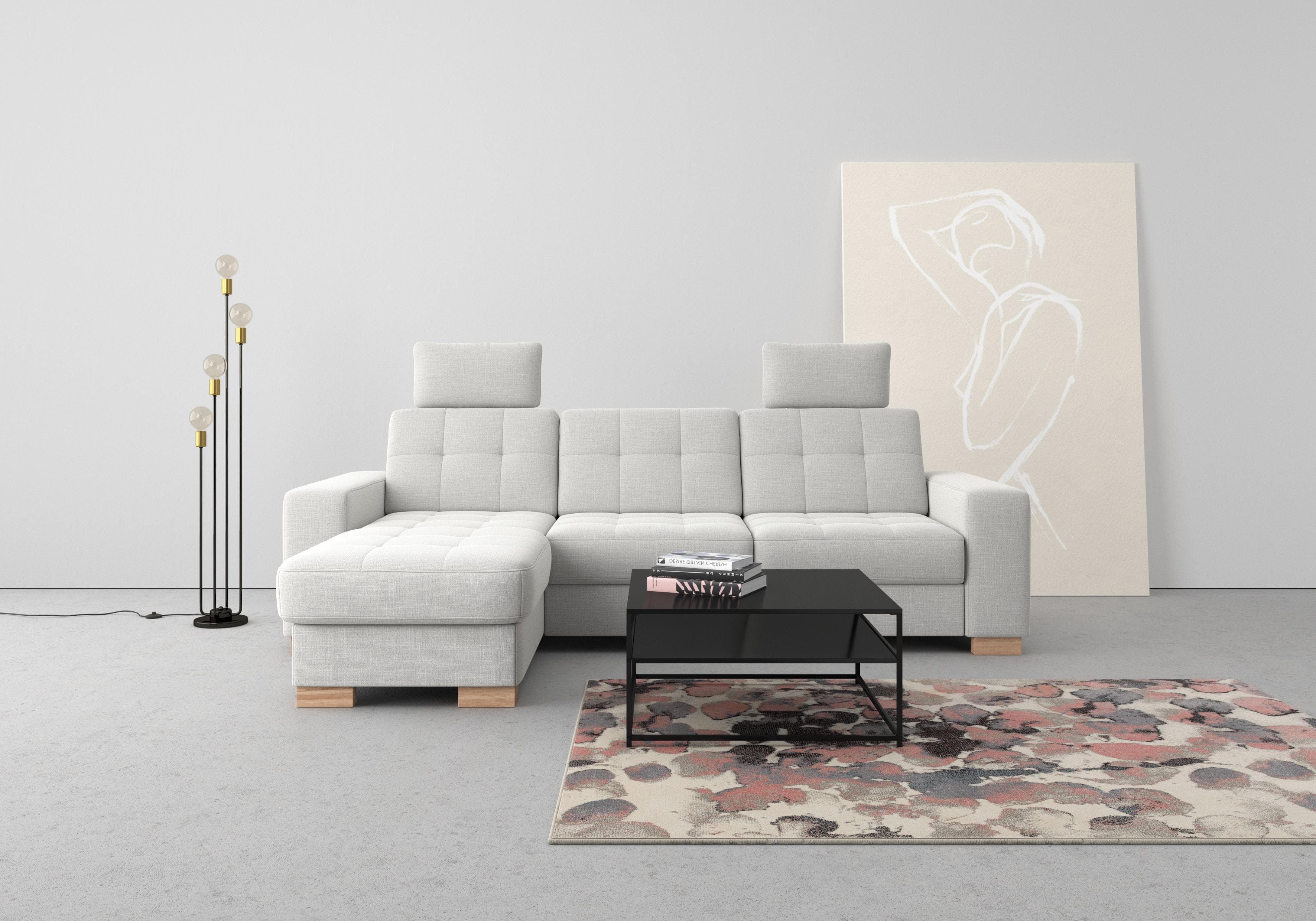 SIT & MORE Ecksofa Quincy L-Form Silber Recamiere links