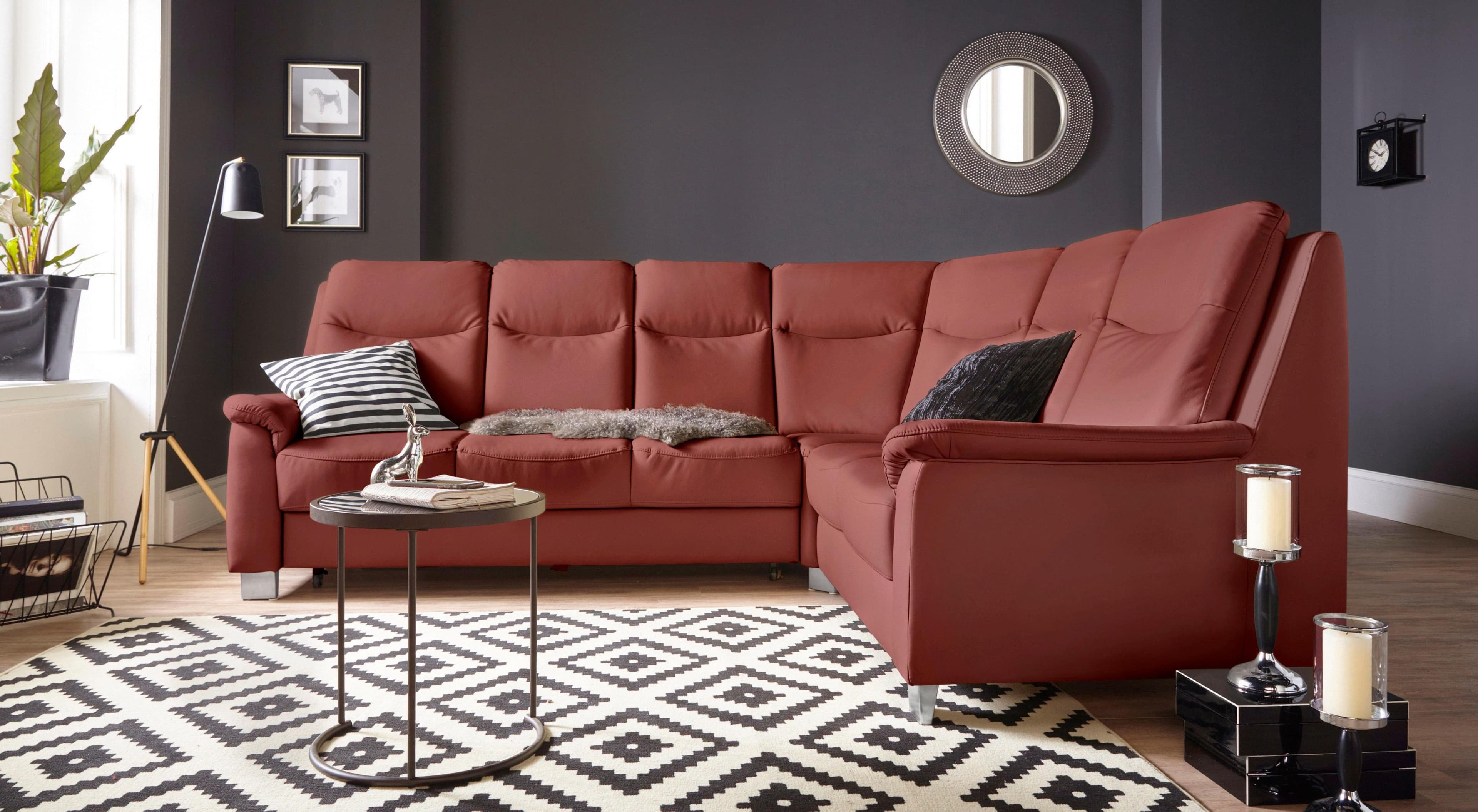 SIT & MORE Ecksofa Boccaccio L-Form Terra Kunstleder mit Kopfteilverstellung