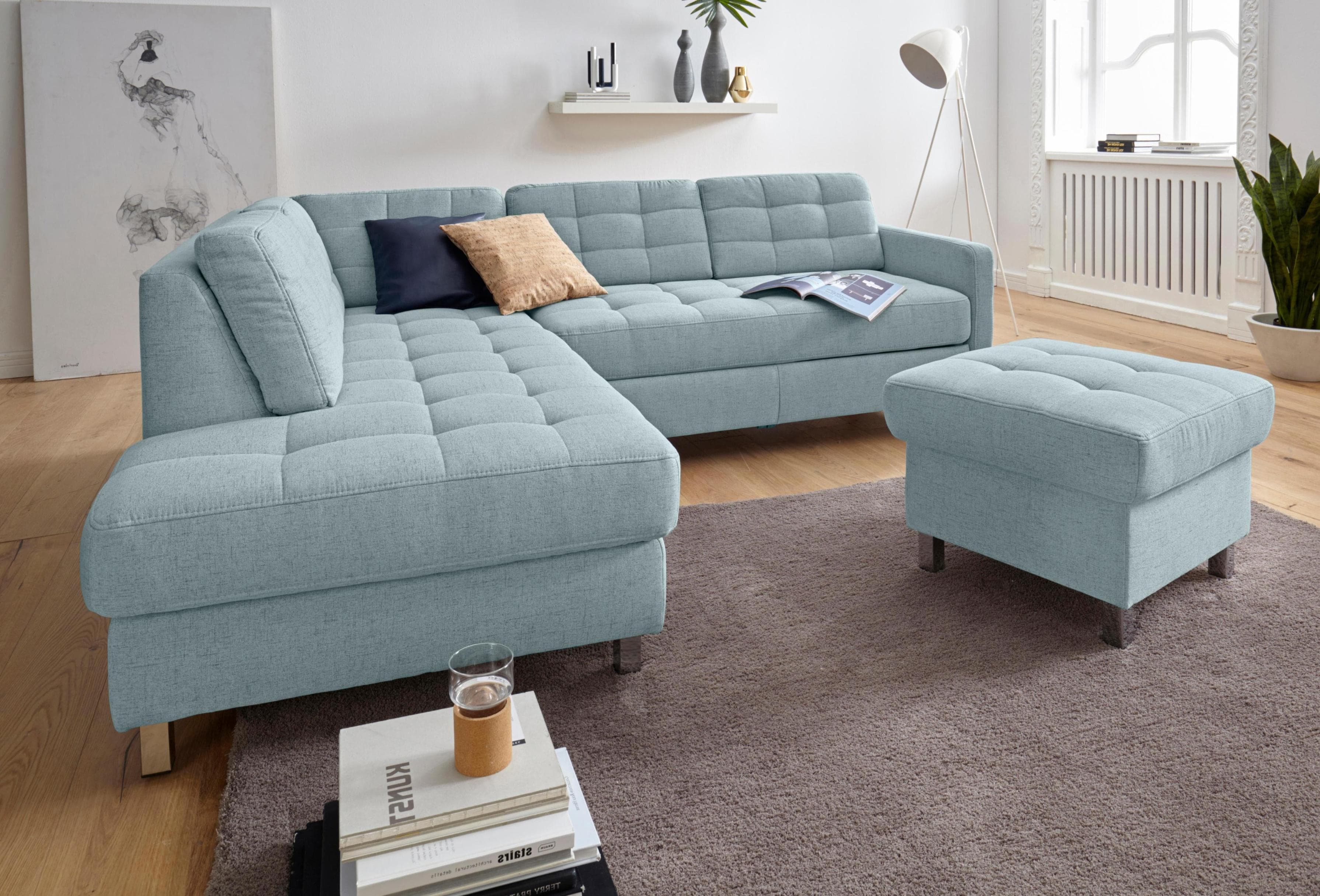 Ecksofa SIT & MORE Picasso L-Form Aqua mit Bettkasten