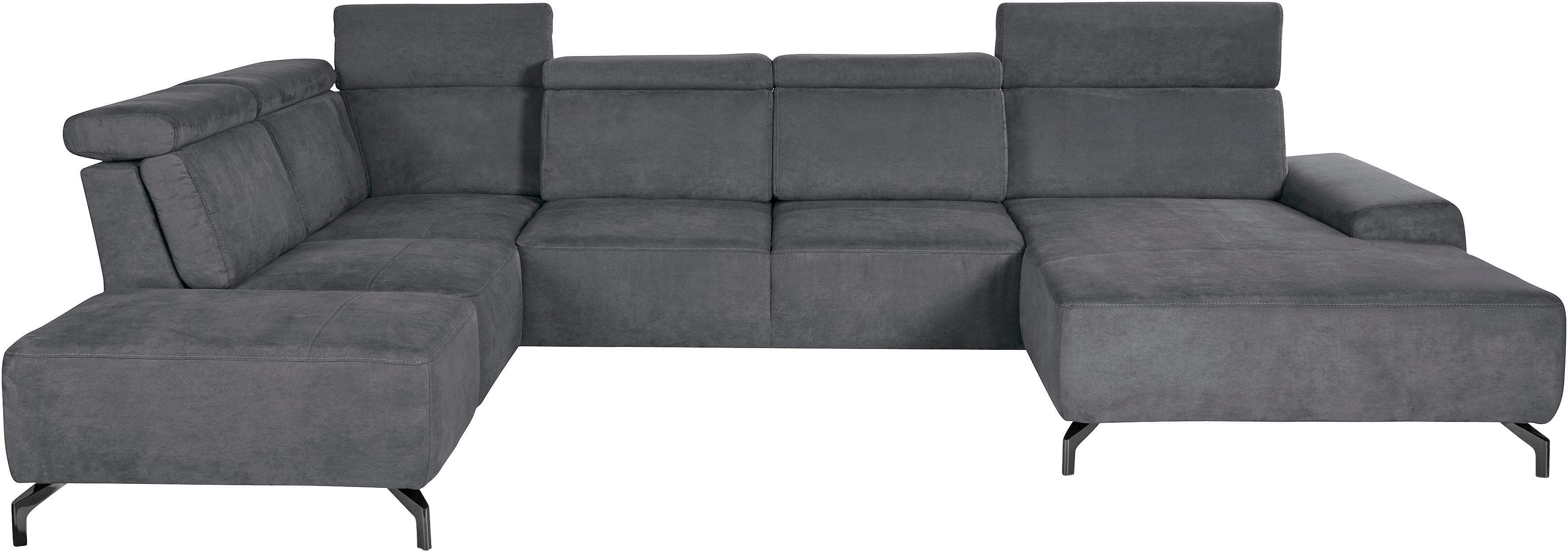 SIT & MORE Wohnlandschaft Gizeh U-Form Grau mit Recamiere