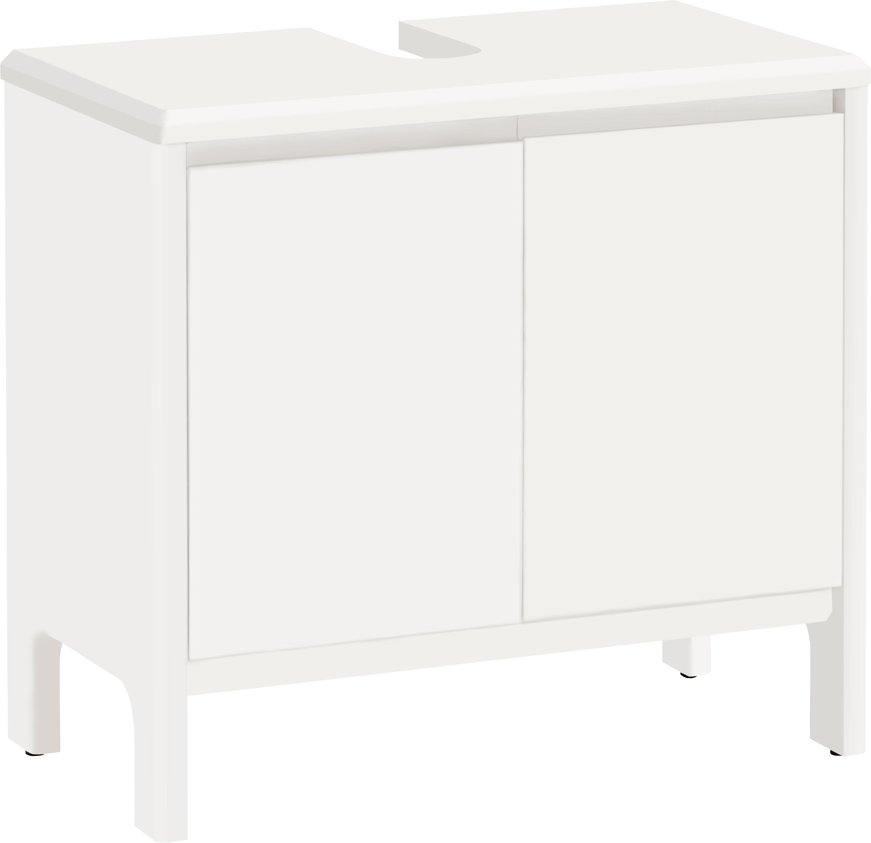 OTTO PRODUCTS Jorrick Waschbeckenunterschrank Weiß Massivholz