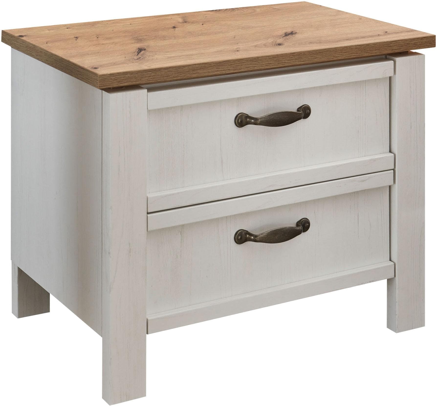Schlafkontor Nachtkommode Trient Landhausstil 2 Schubkästen Dekorfolie