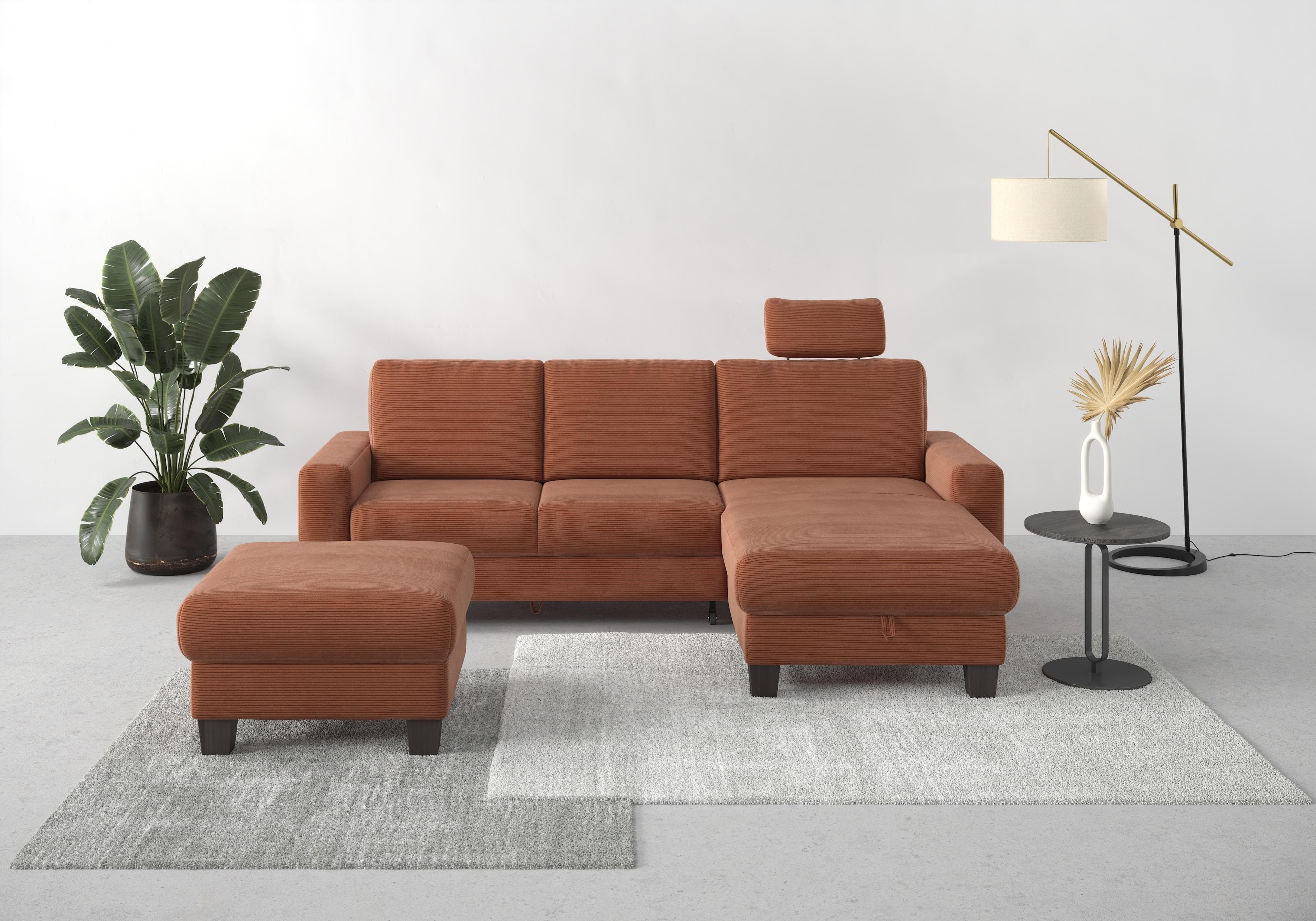 Home Affaire Ecksofa Summer L-Form Rosa mit Recamiere und Bettfunktion