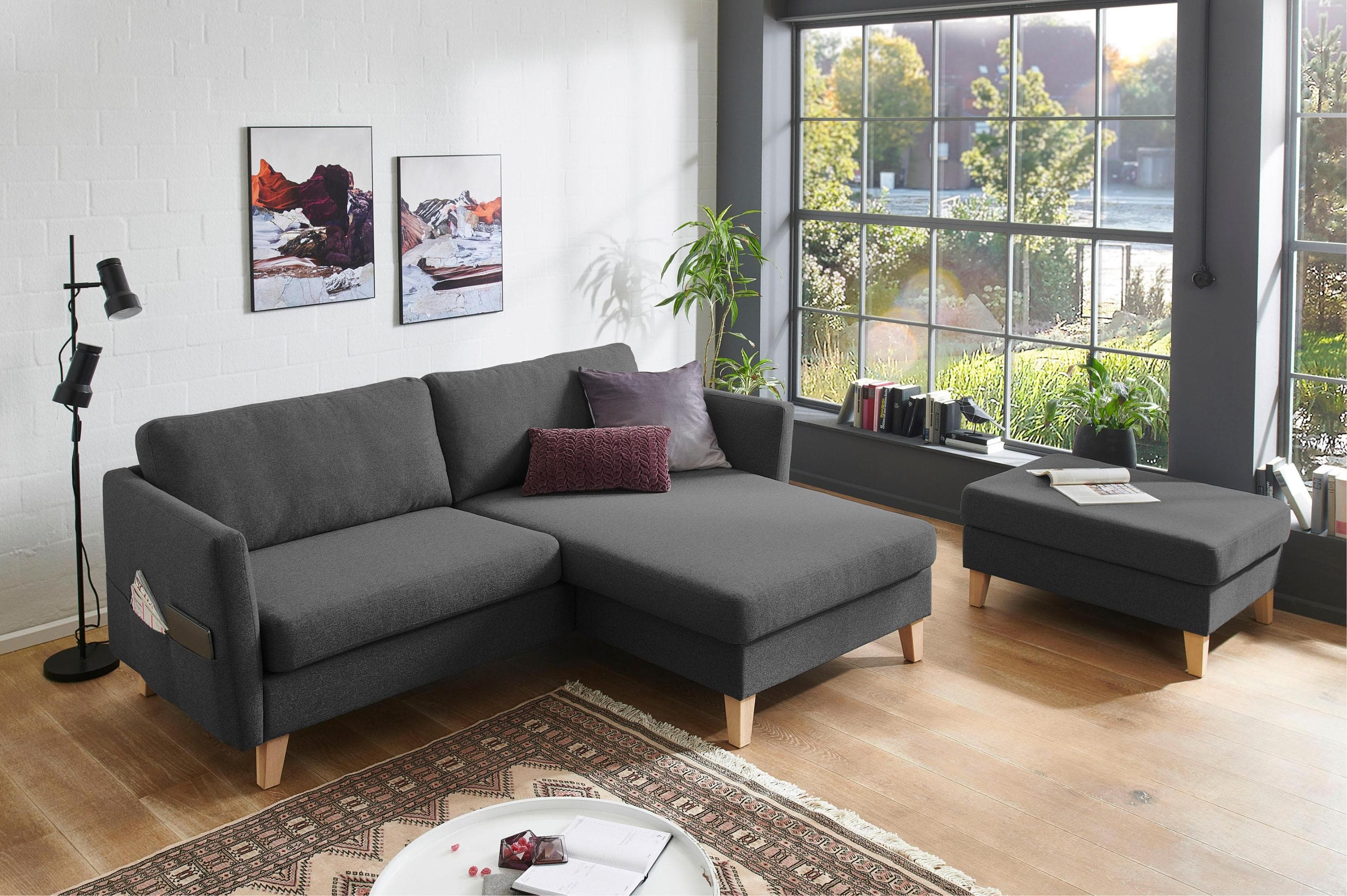 Ecksofa Mailo L-Form Anthrazit ATLANTIC HOME COLLECTION mit Recamiere