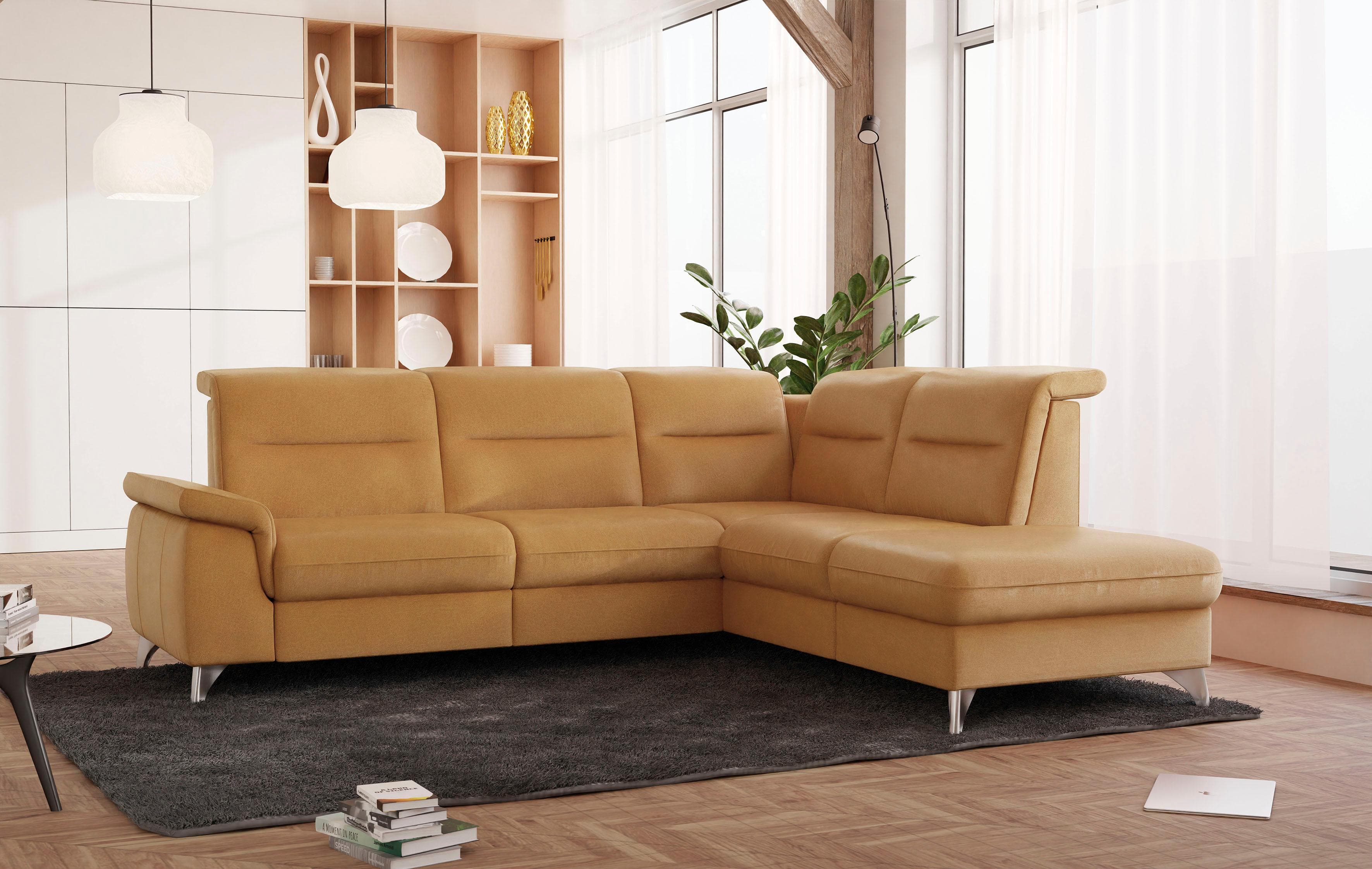 SIT & MORE Ecksofa Astoria L-Form Dijon-Gelb Microfaser