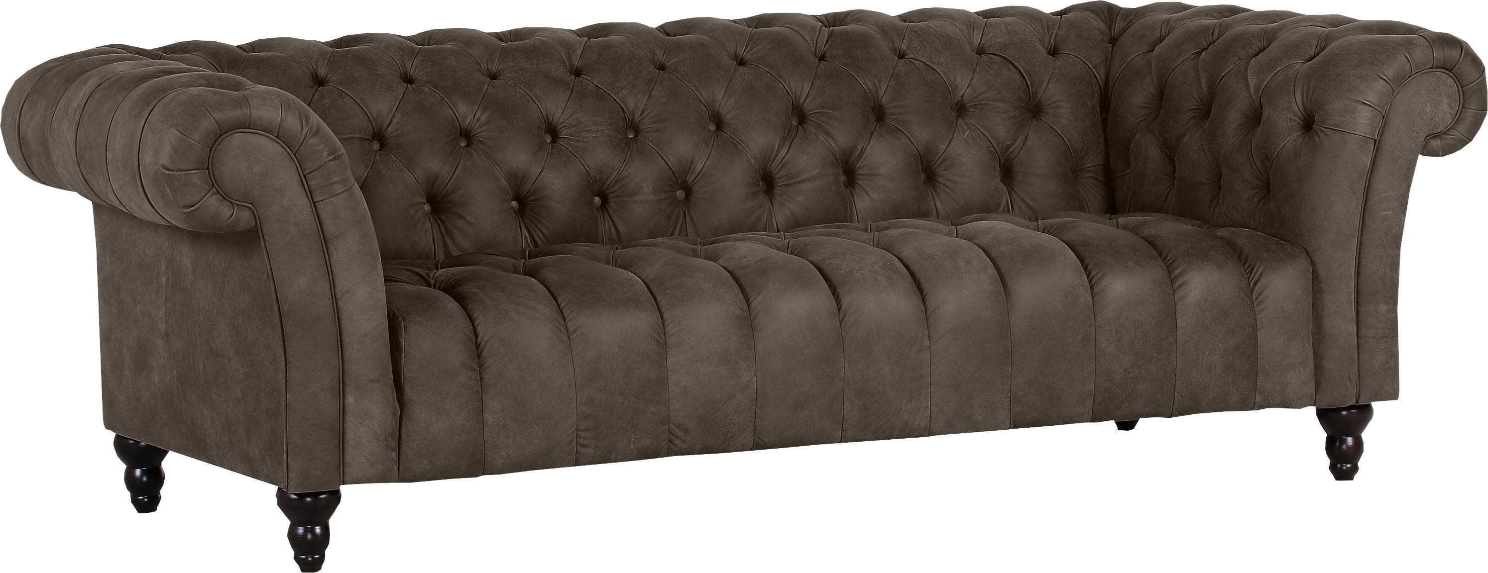GUTMANN FACTORY Big-Sofa Amazonas Grau Chesterfield Optik