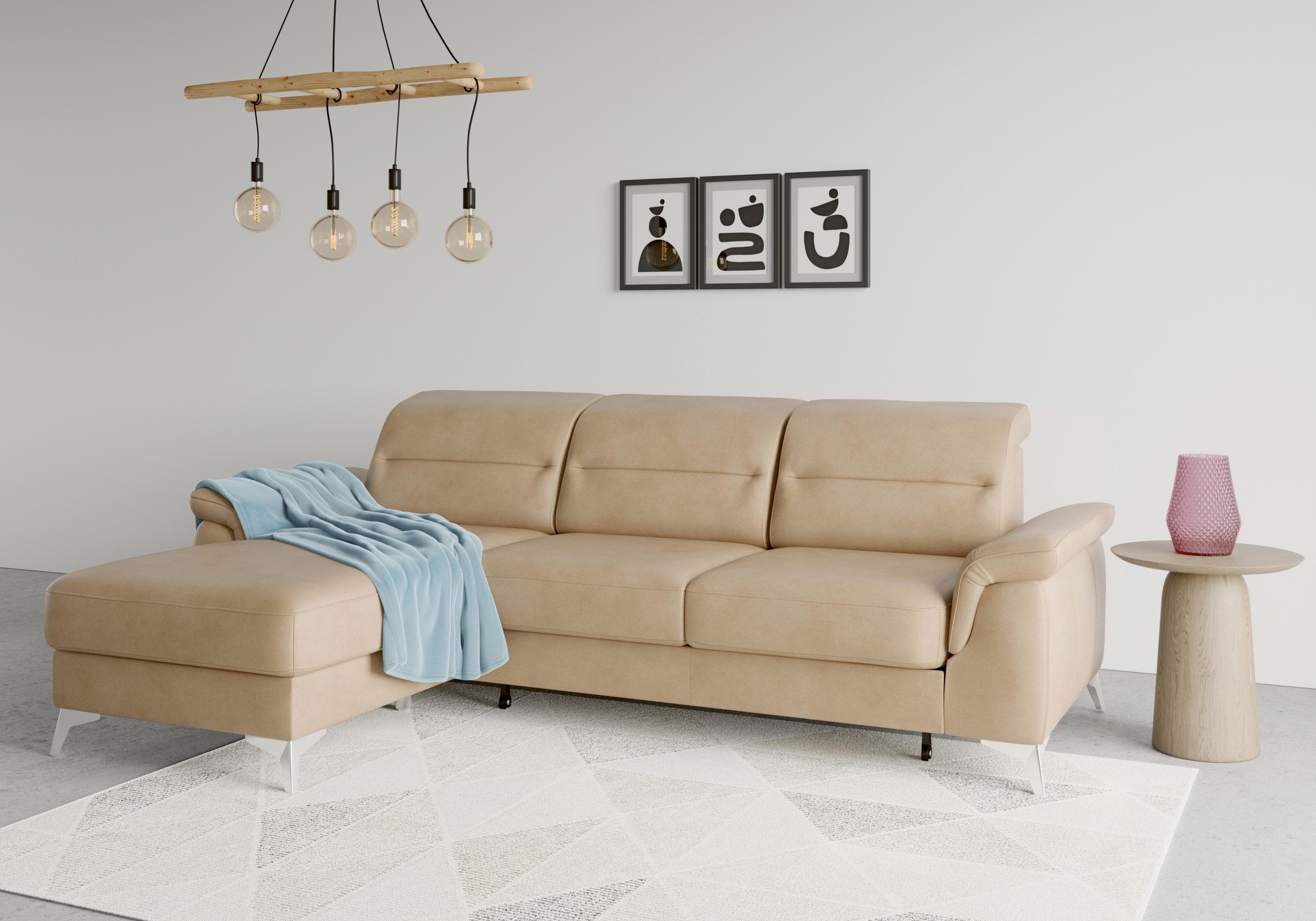 SIT & MORE Ecksofa Sinatra L-Form Macchiato mit Bettfunktion