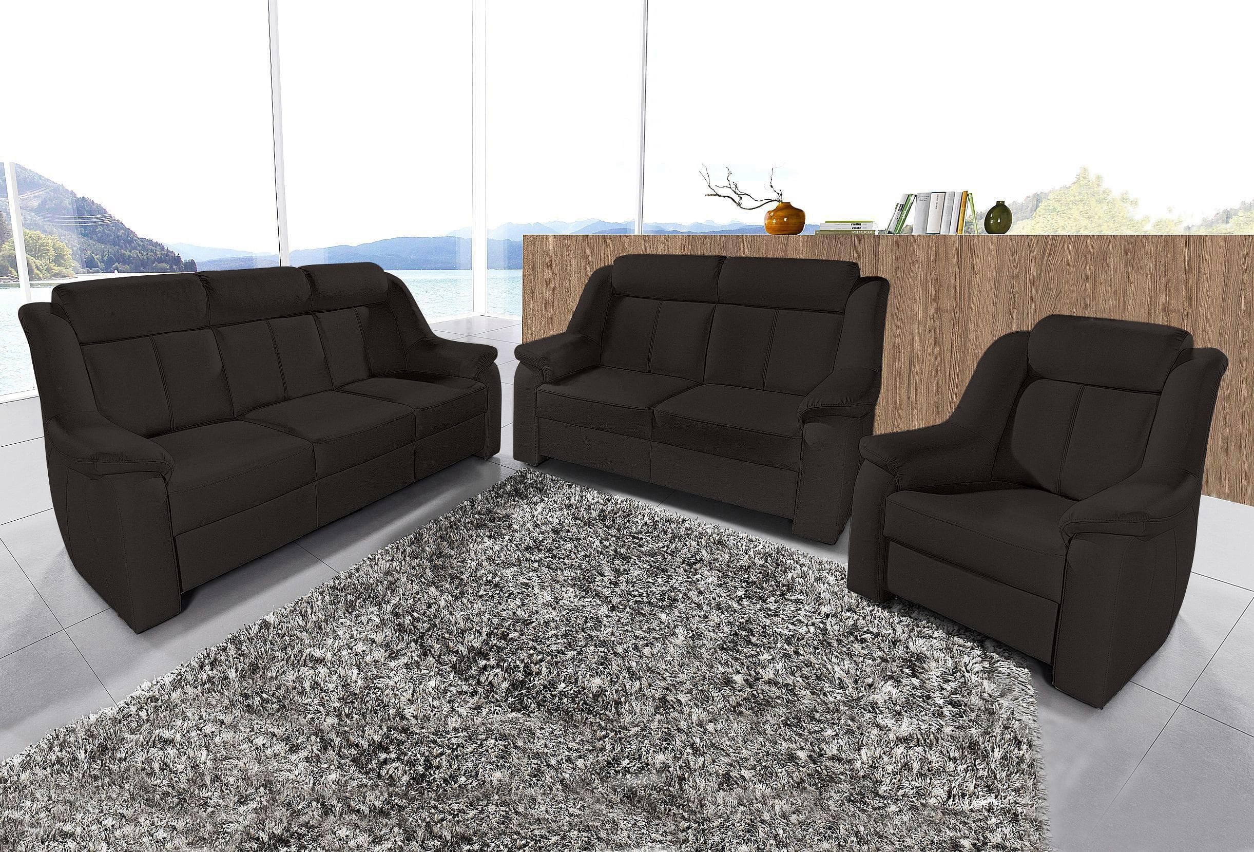 Polstergarnitur Set: 3-Sitzer, 2-Sitzer & Sessel