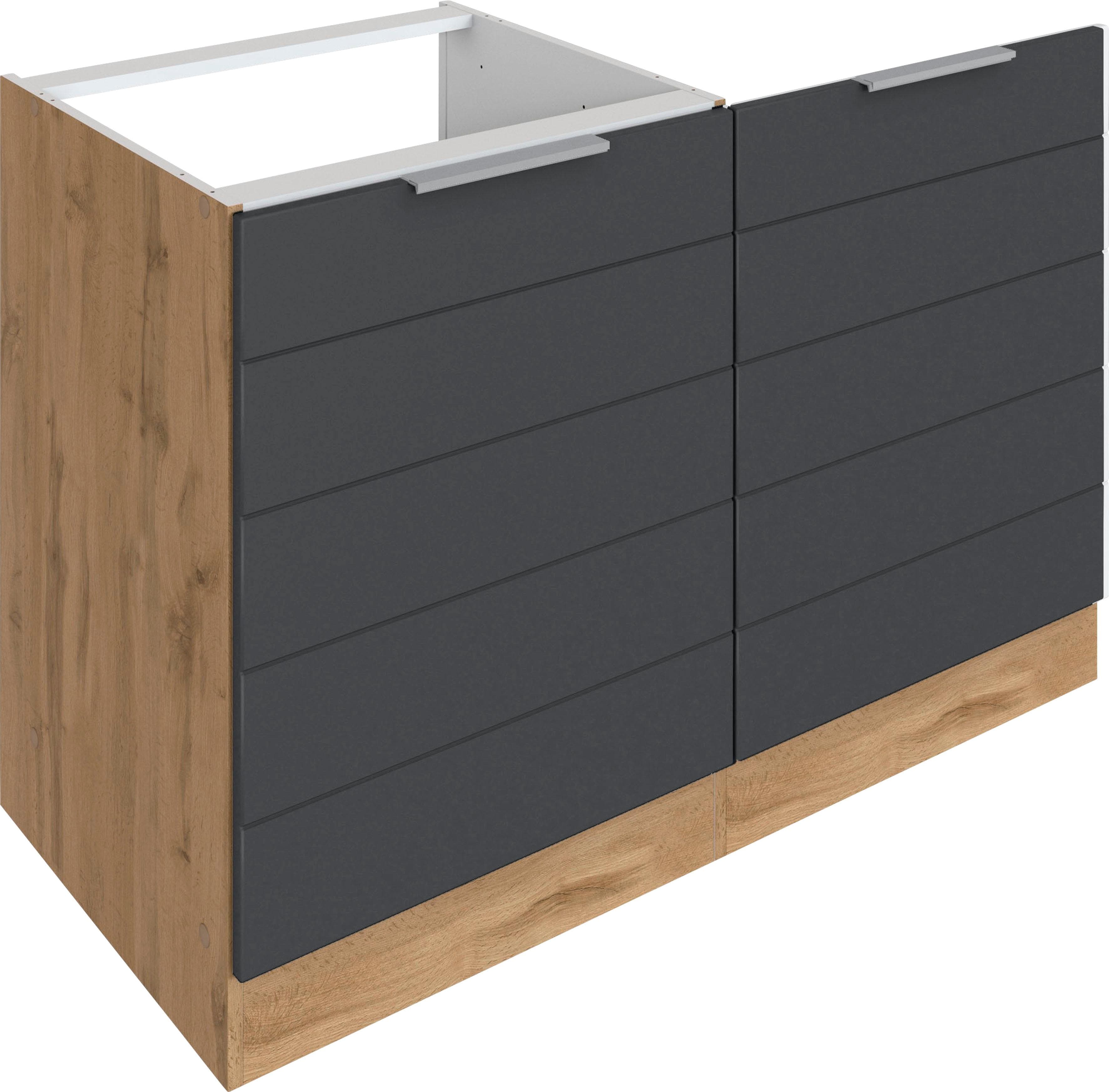 KOCHSTATION Spülenschrank Grau MDF Fronten