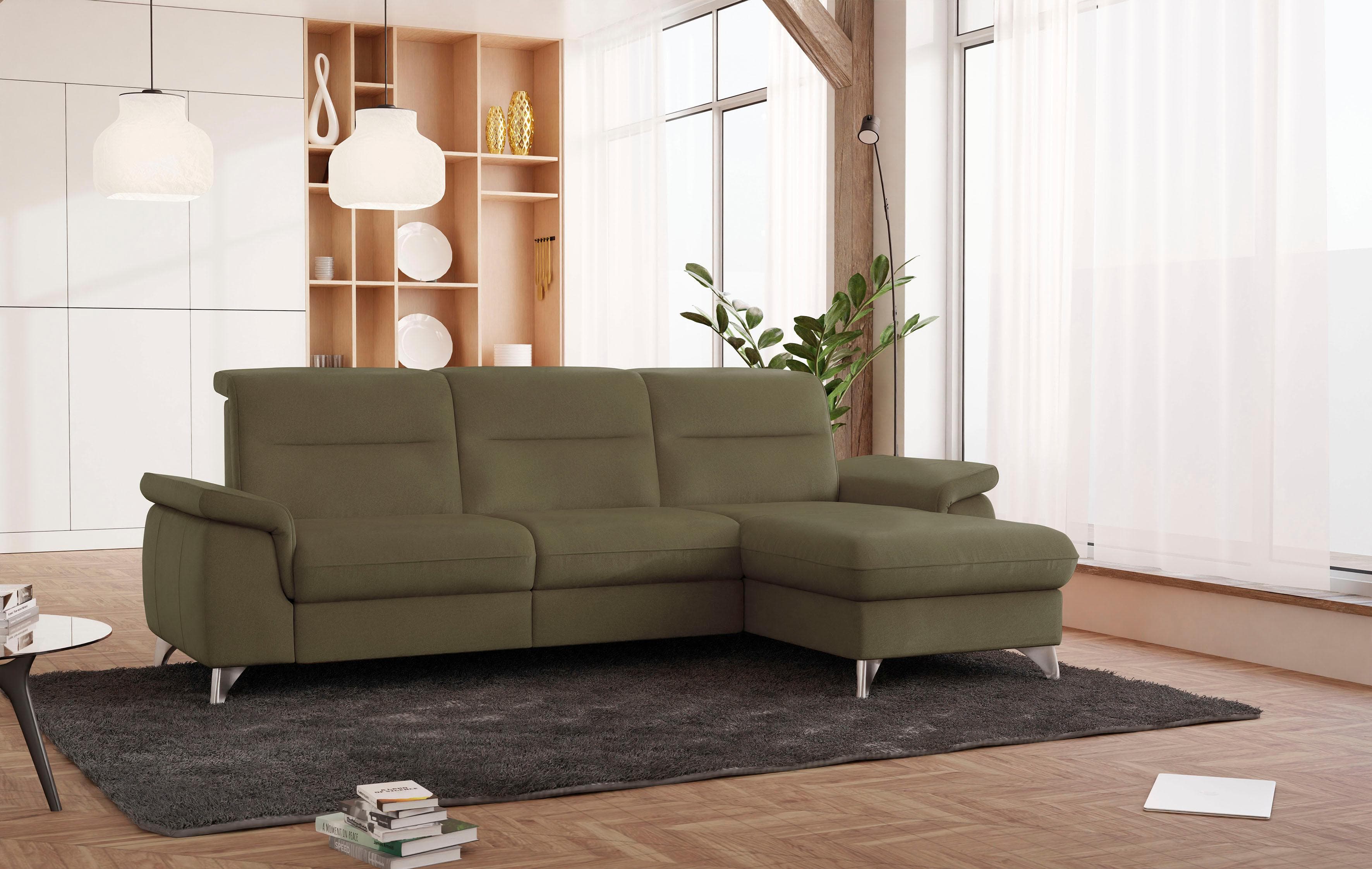 SIT & MORE Ecksofa Astoria L-Form Olive Microfaser