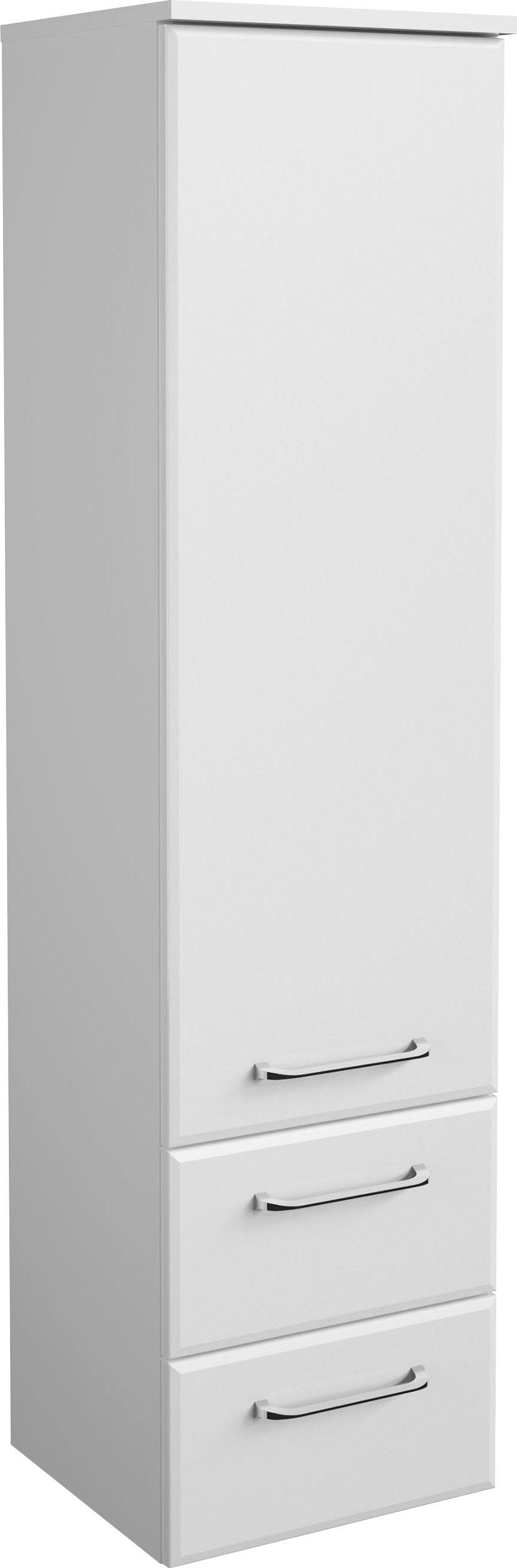 Midischrank SAPHIR Quickset 35cm Weiß Hochglanz mit 2 Schubladen