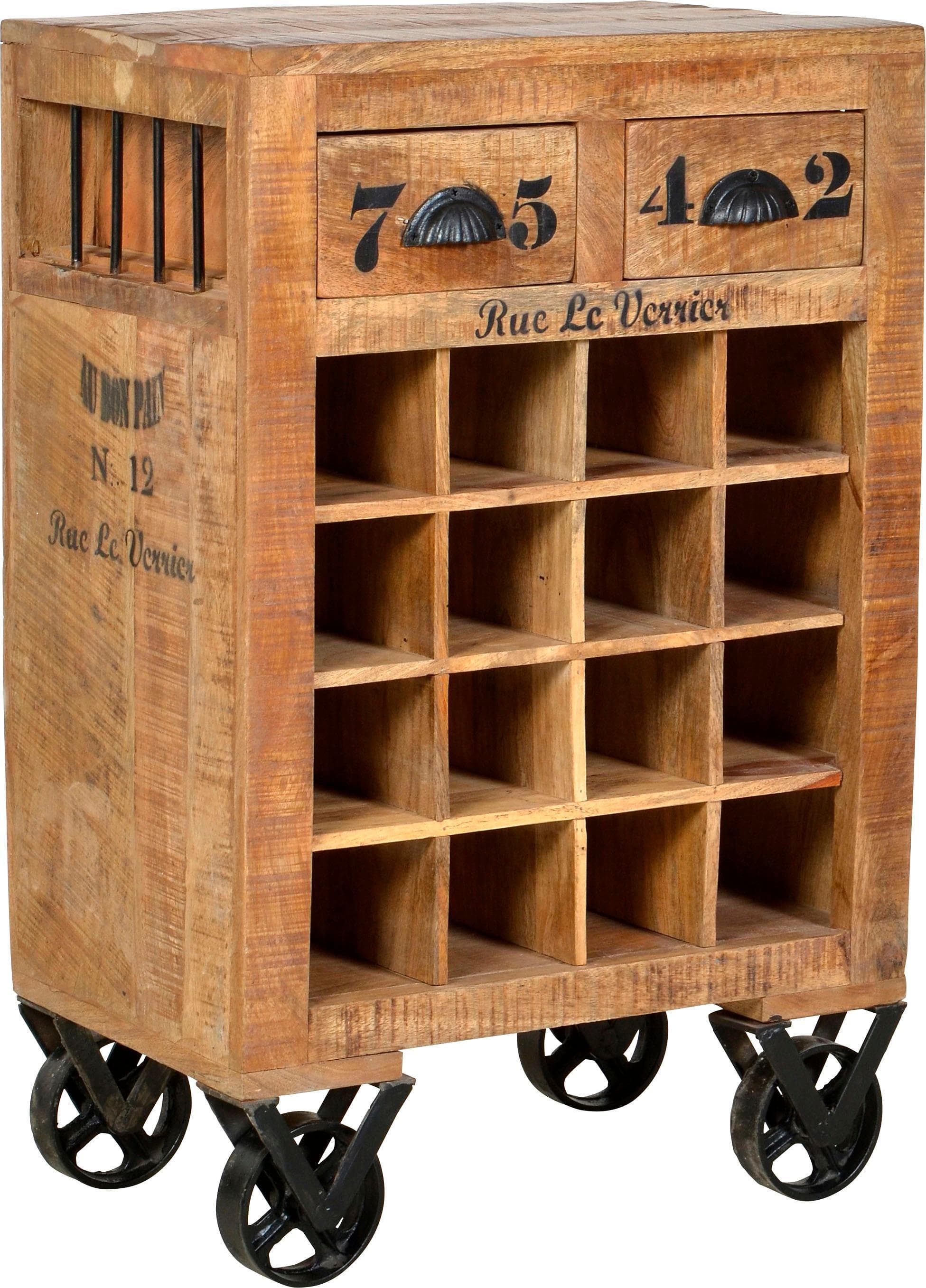 SIT Küchenwagen Rustic: Vintage Shabby Chic Weinregal aus Mangoholz