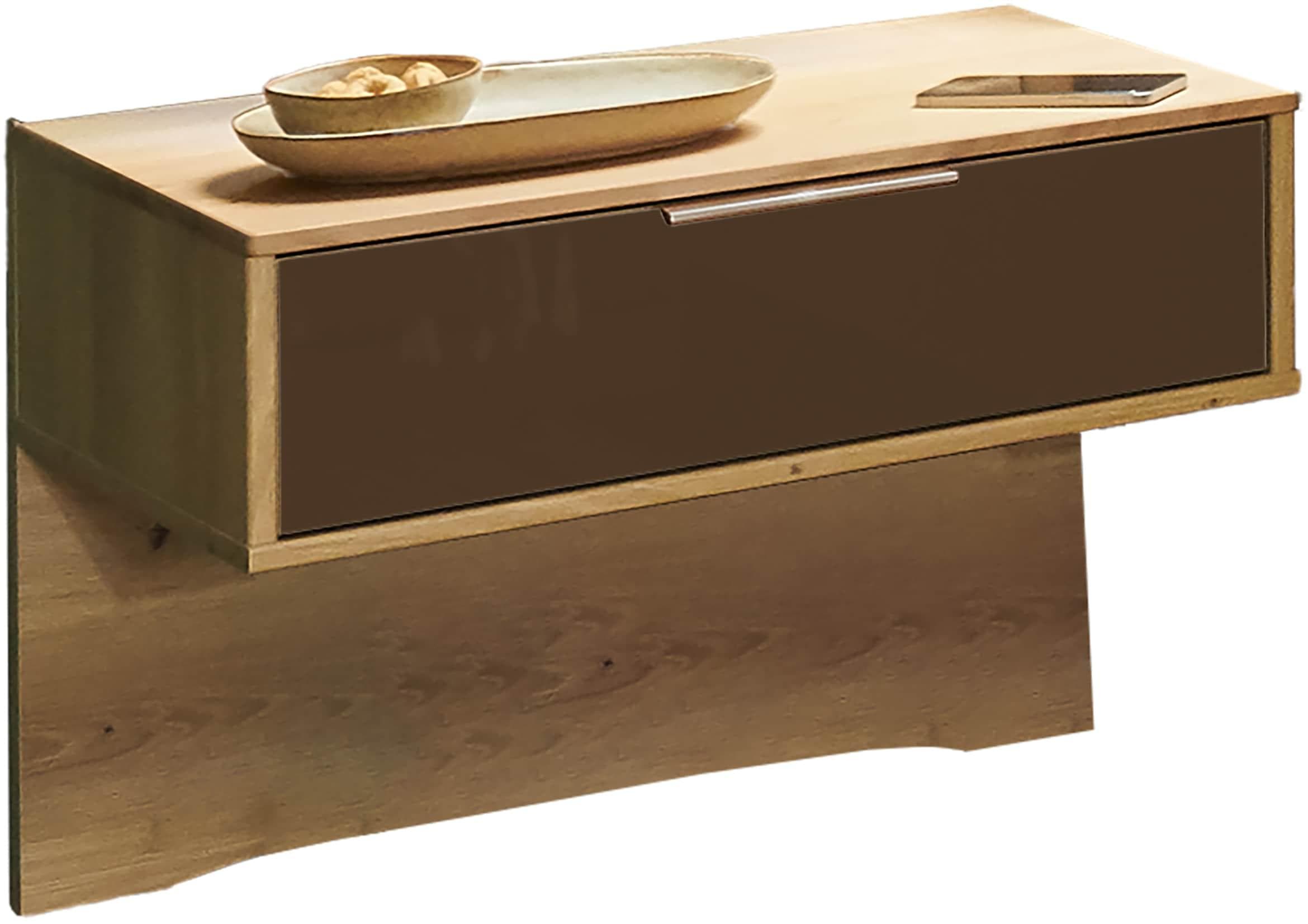 WIEMANN Cordoba Nachtkonsole Glas Mocca FSC Massivholz
