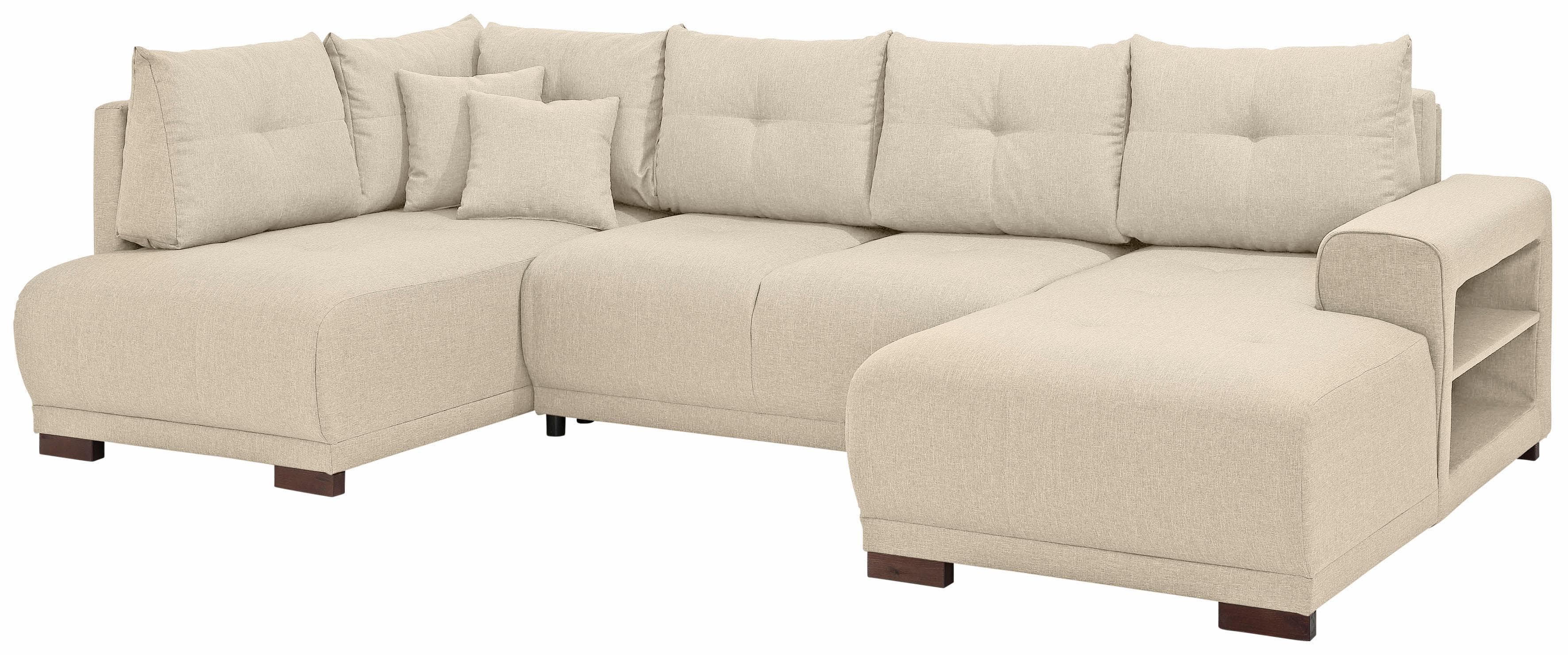 Home Affaire Wohnlandschaft Viborg U-Form Beige mit Bettfunktion