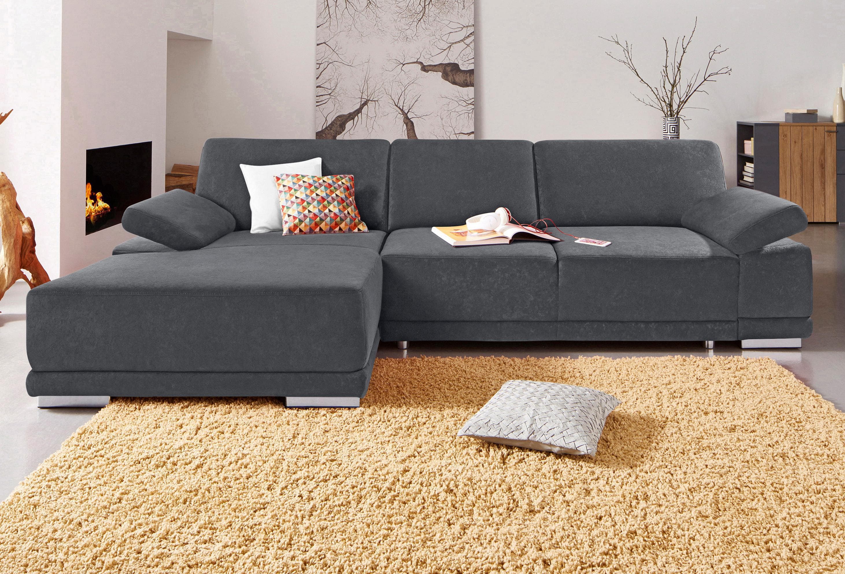 SIT & MORE Ecksofa Coria L-Form Dunkelgrau mit XL-Recamiere