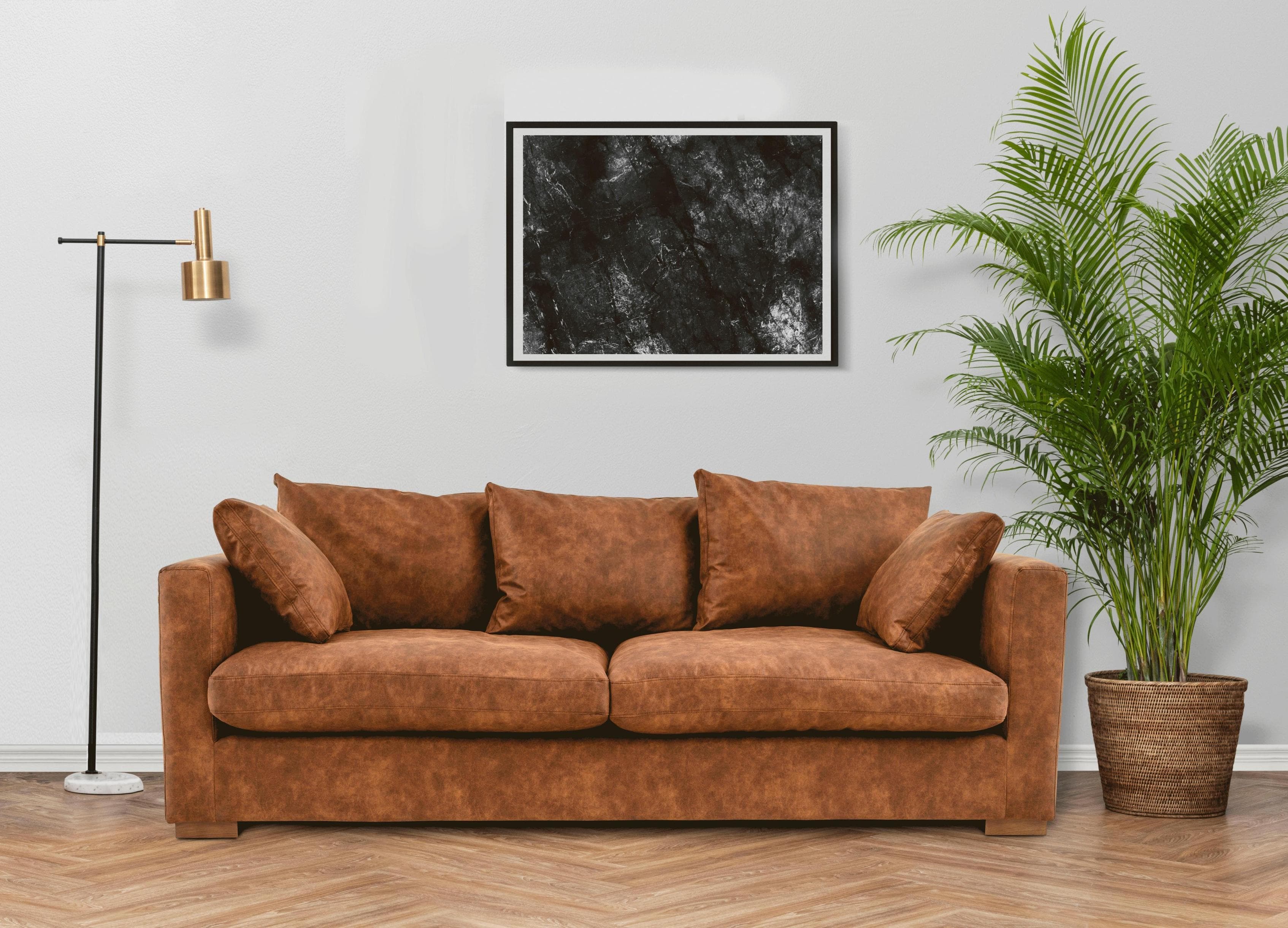 HOME AFFAIRE Coray 2,5-Sitzer Sofa Cognac Microfaser