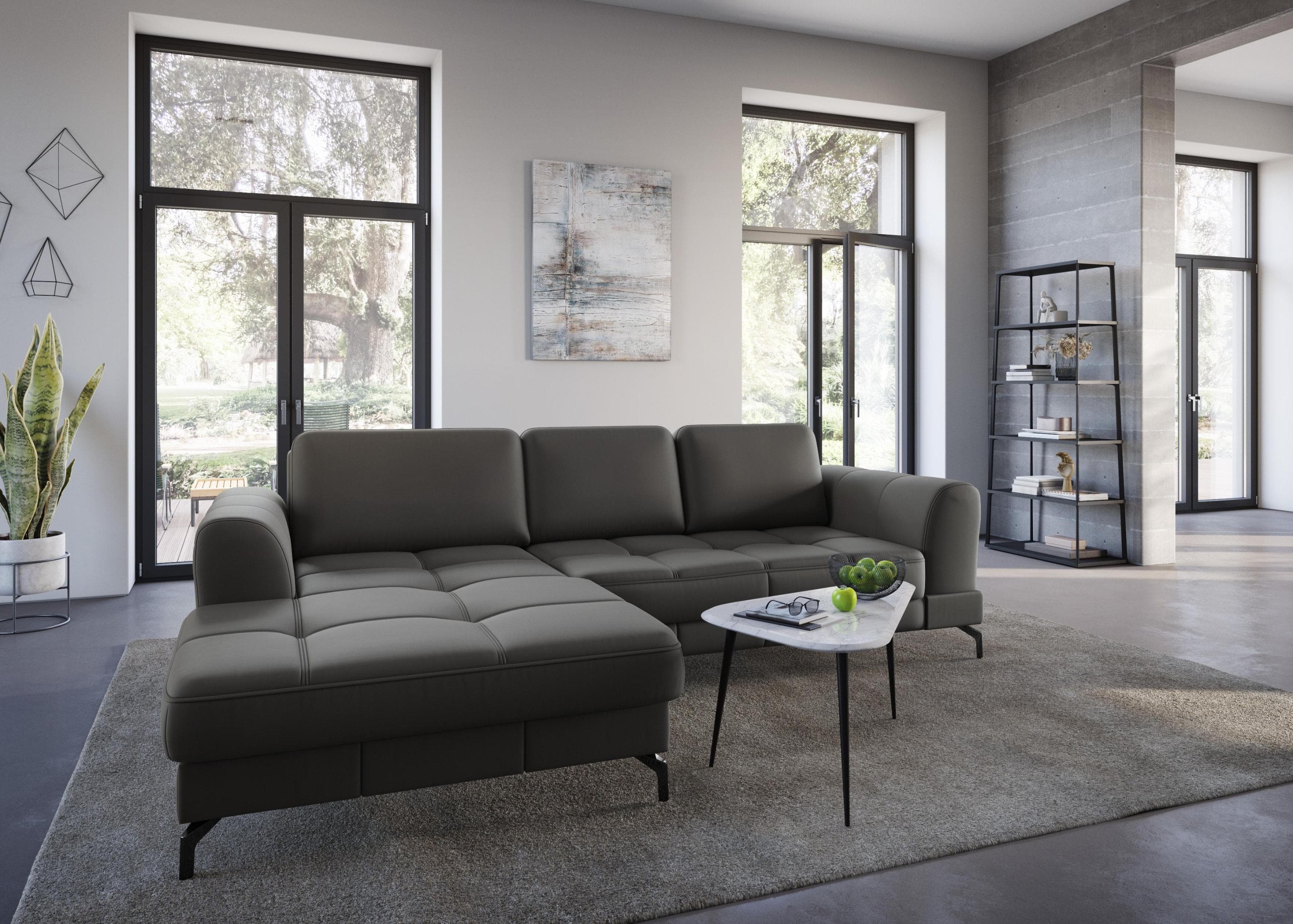 SIT & MORE Ecksofa Bendigo L-Form Mokka NaturLEDER
