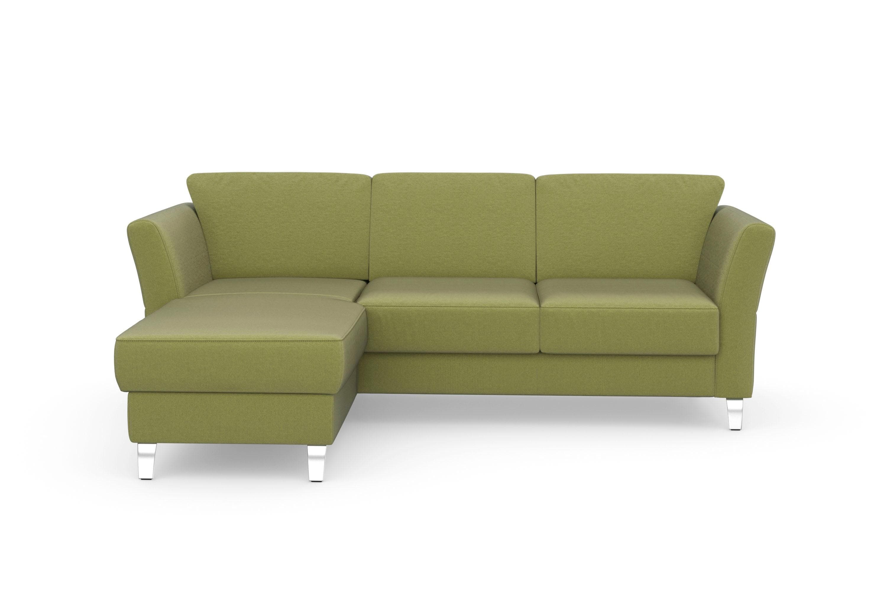 SIT & MORE Ecksofa Visby L-Form Grün Microfaser