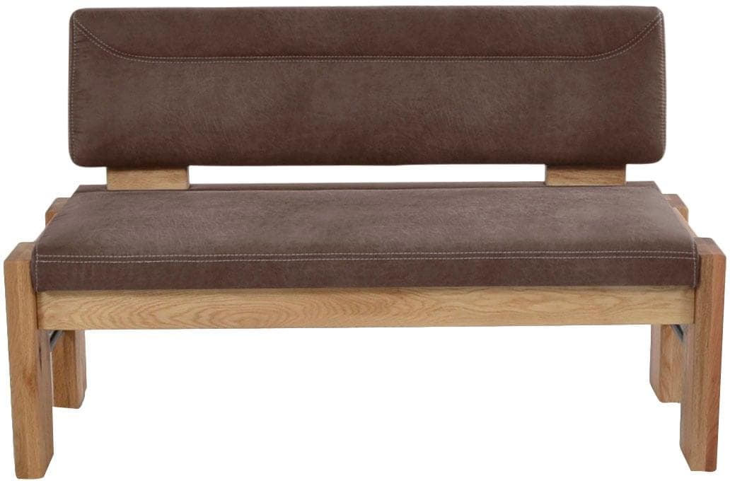 K+W Polsterbank Floyd Braun Massivholz mit Stauraum