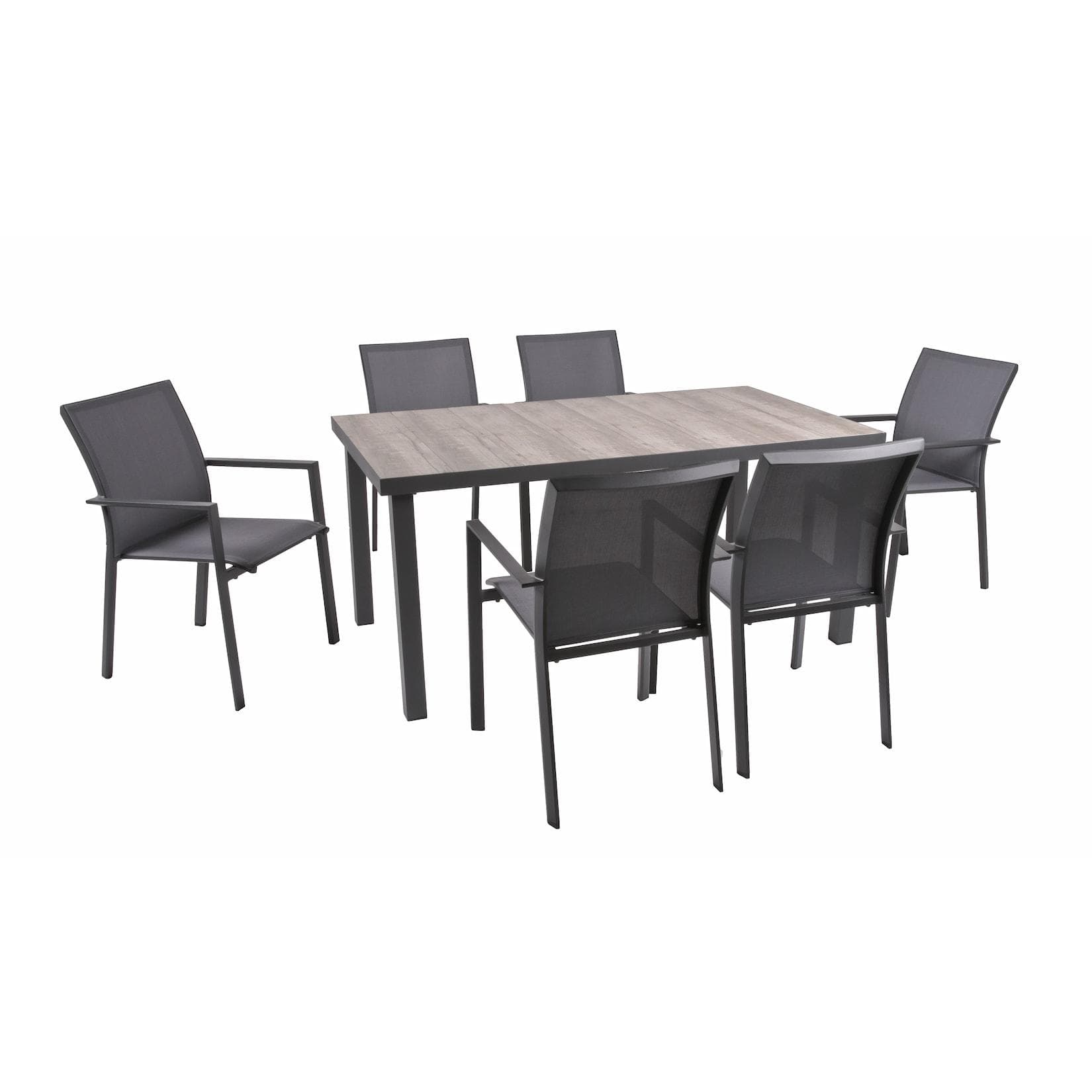 Garden Pleasure Garten-Essgruppe RANA Grau Aluminium Keramik 5-tlg.