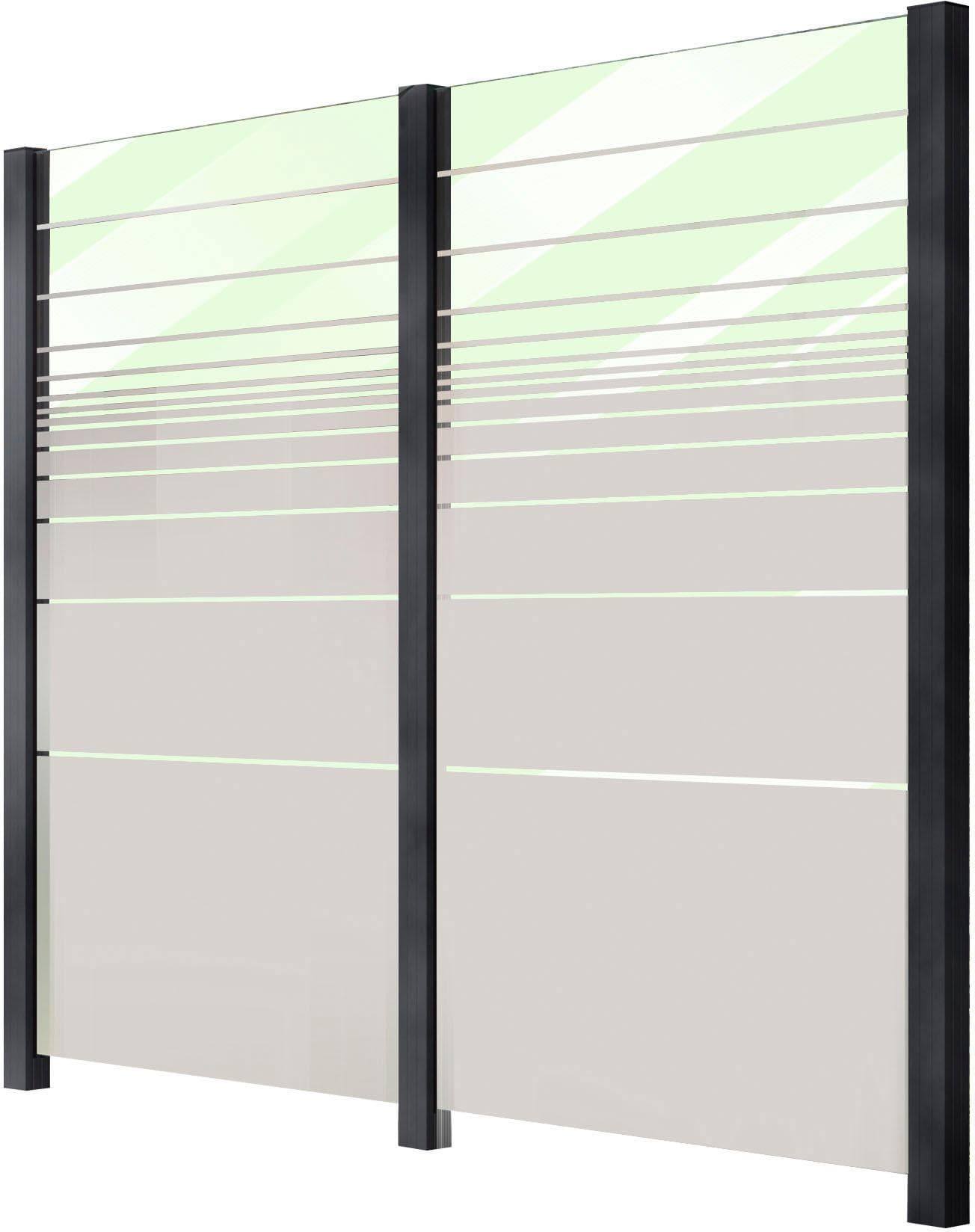 Zaun STAKET PRO Anthrazit Aluminium Glas Zaun
