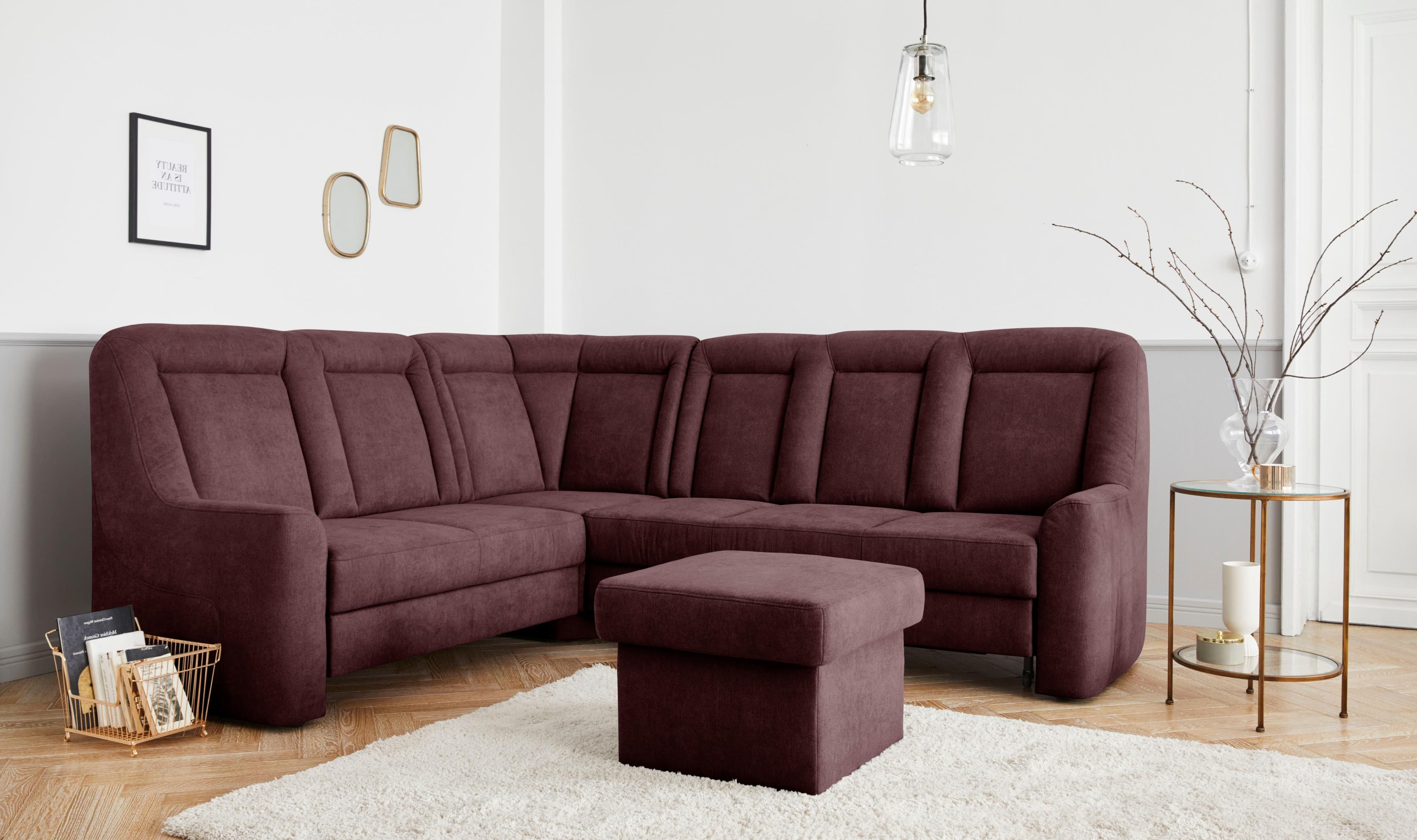 SIT & MORE Melissa L-Form Ecksofa Bordeaux mit Bettfunktion