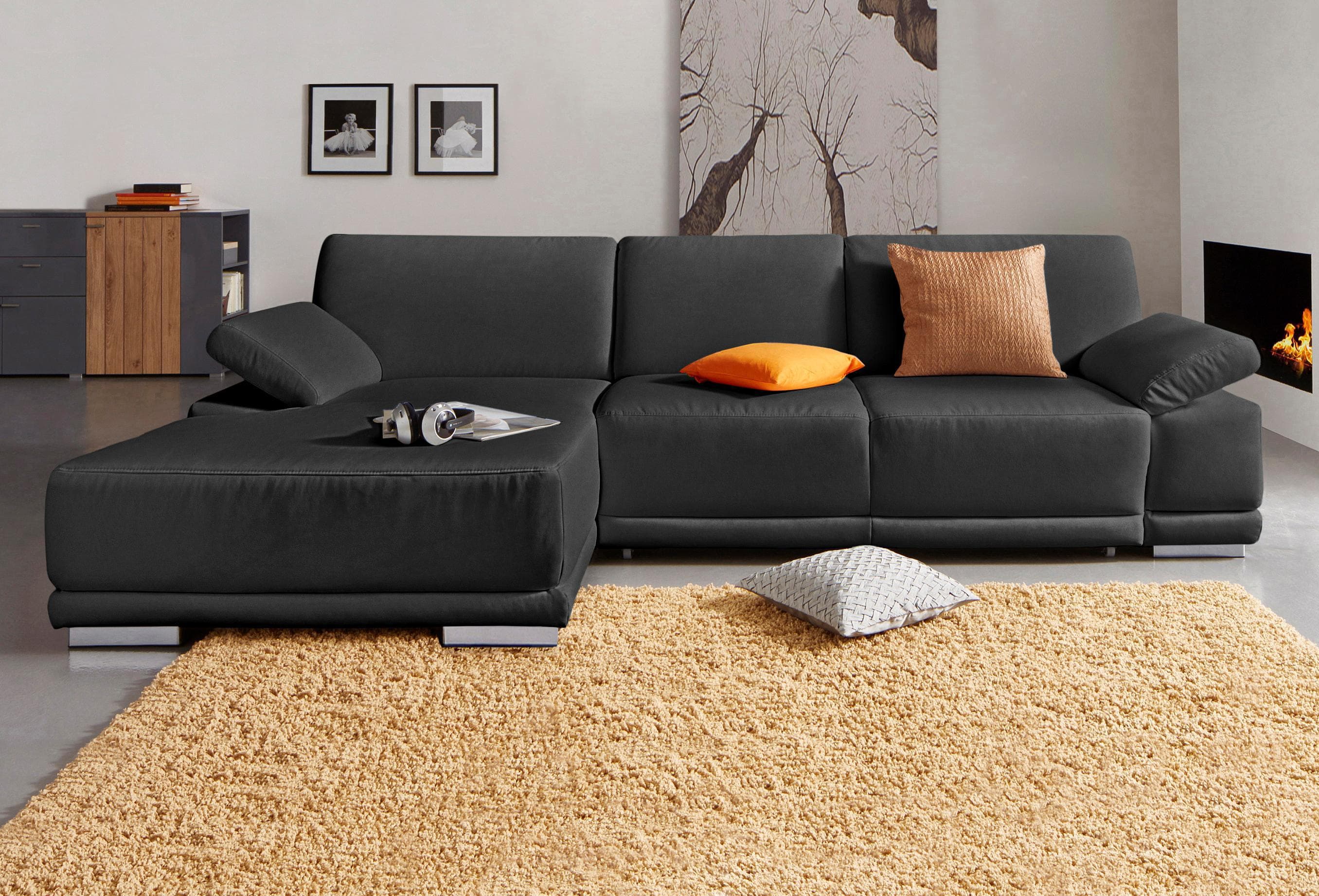 Ecksofa SIT & MORE Coria L-Form Schwarz mit XL-Recamiere