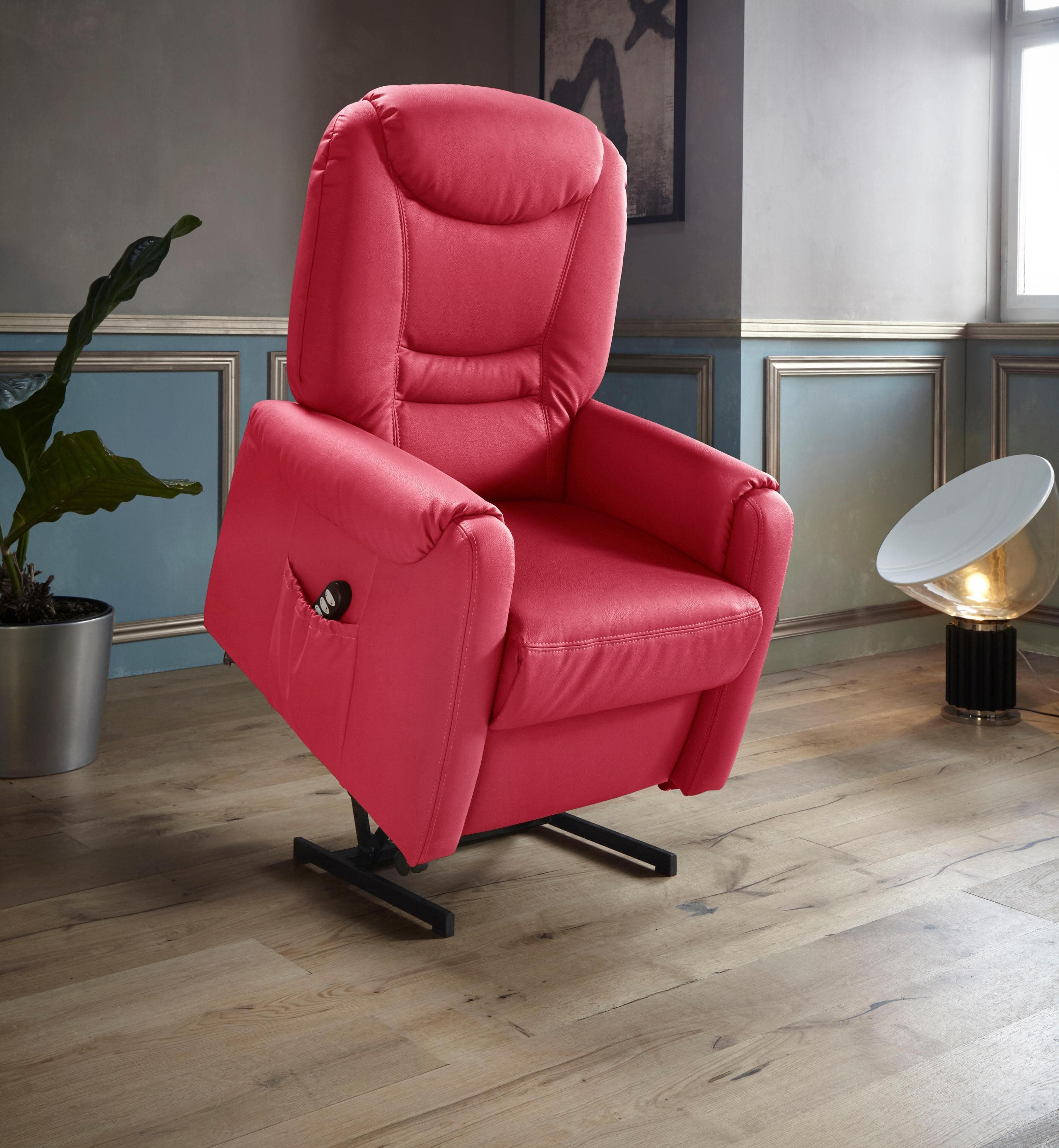 SIT & MORE TV-Sessel Morten Rot mit Aufstehhilfe