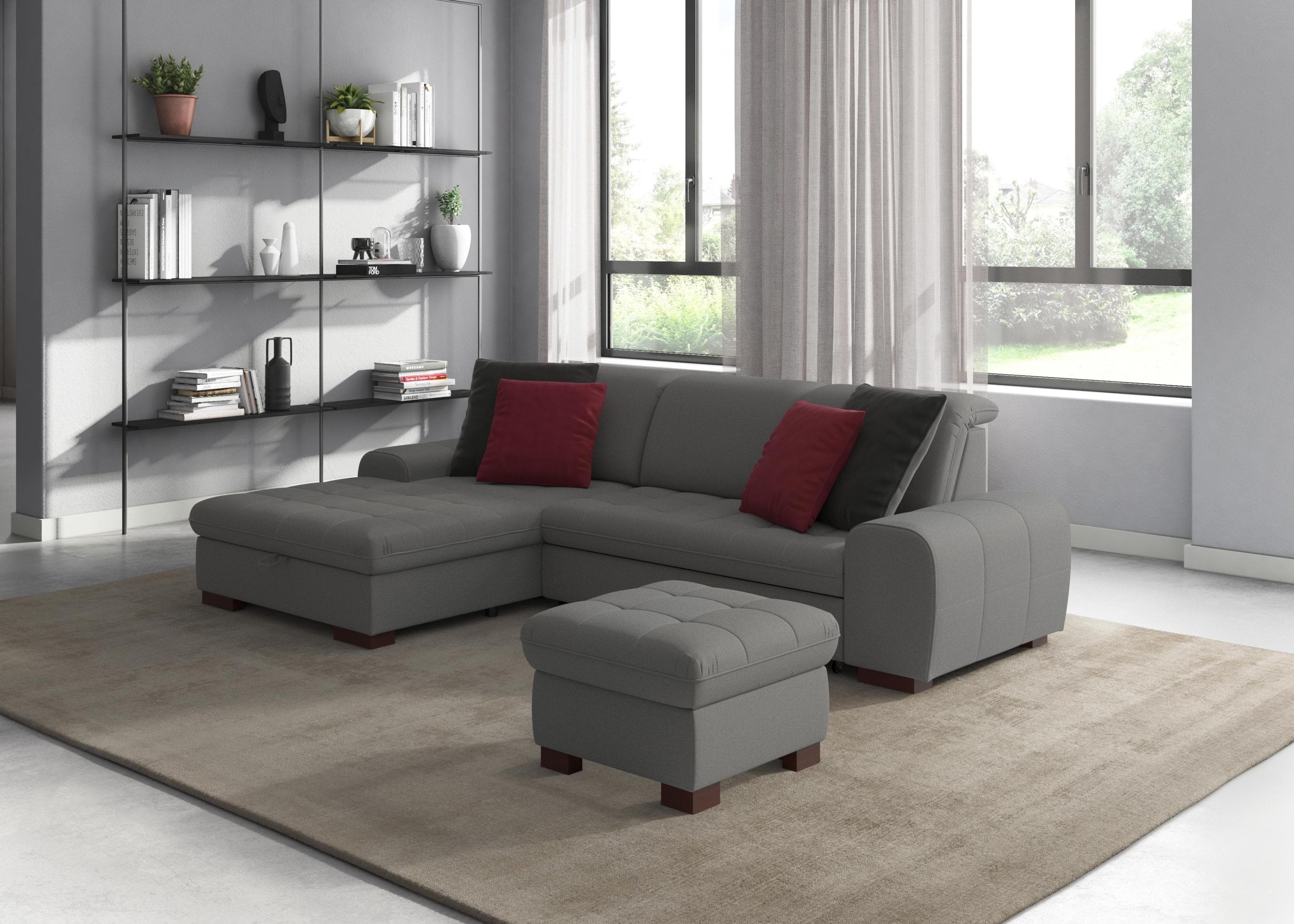 SIT & MORE Ecksofa Luxor L-Form Grau Microfaser mit Recamiere