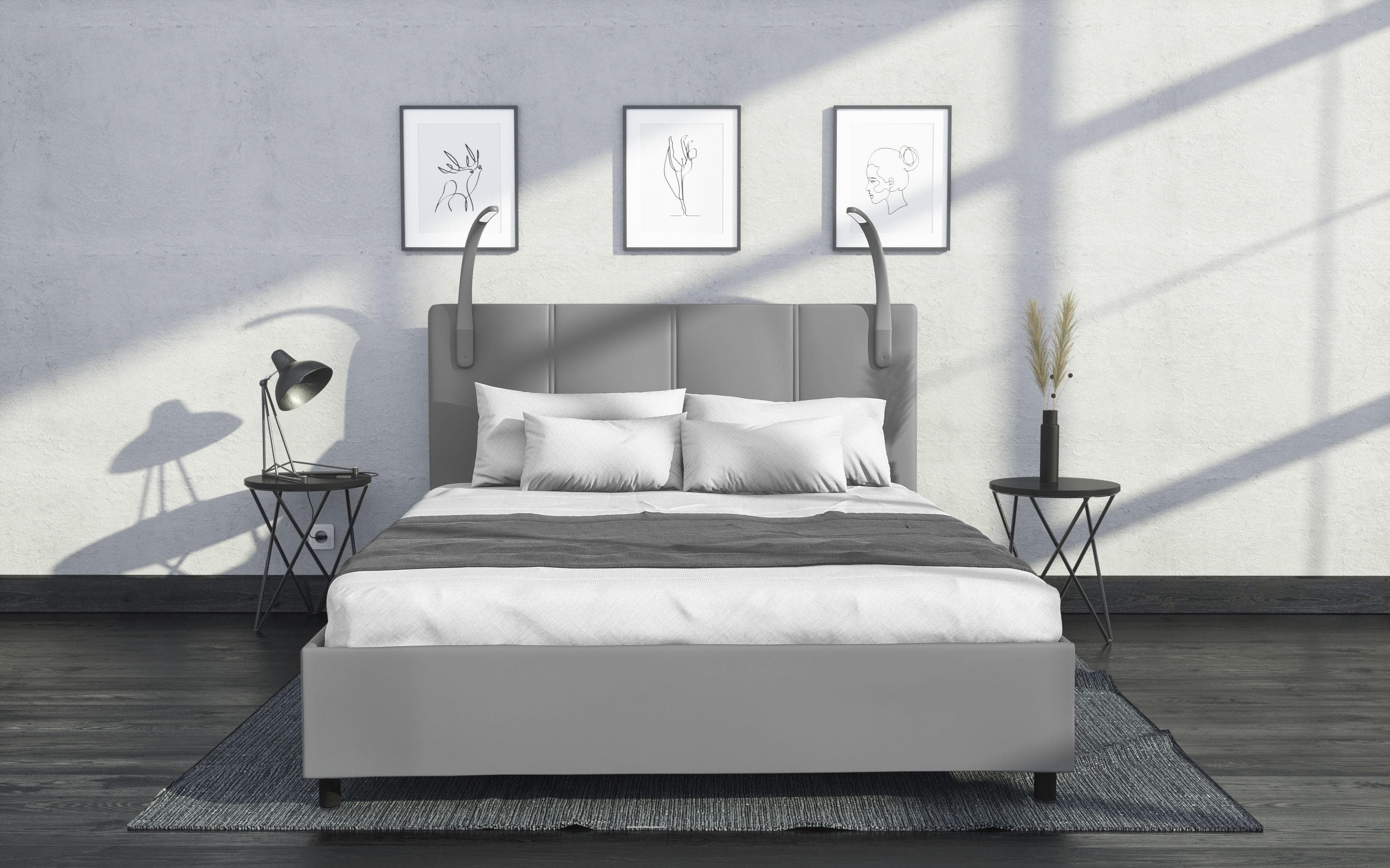 Polsterbett mit integrierter LED-Beleuchtung