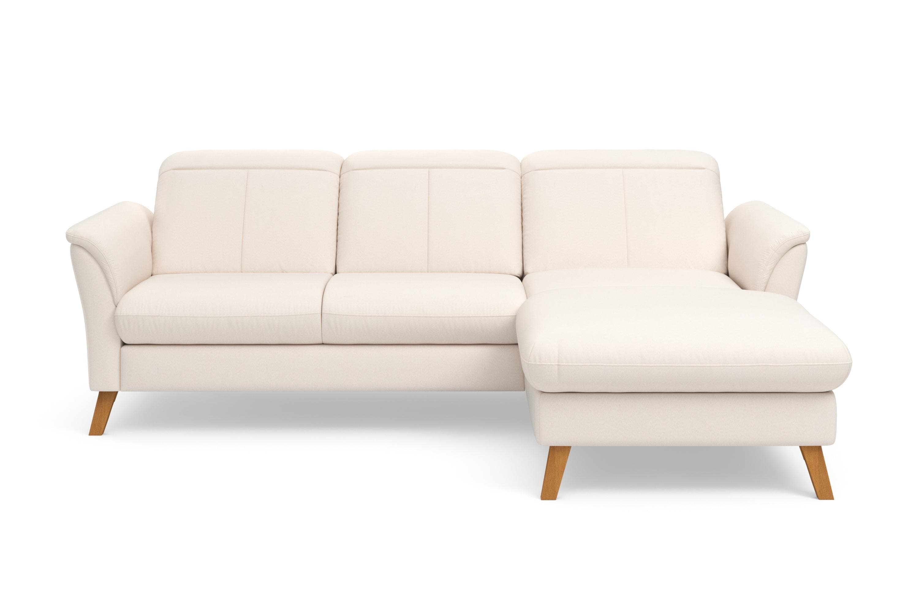 Ecksofa in L-Form, Polyester, beige/creme