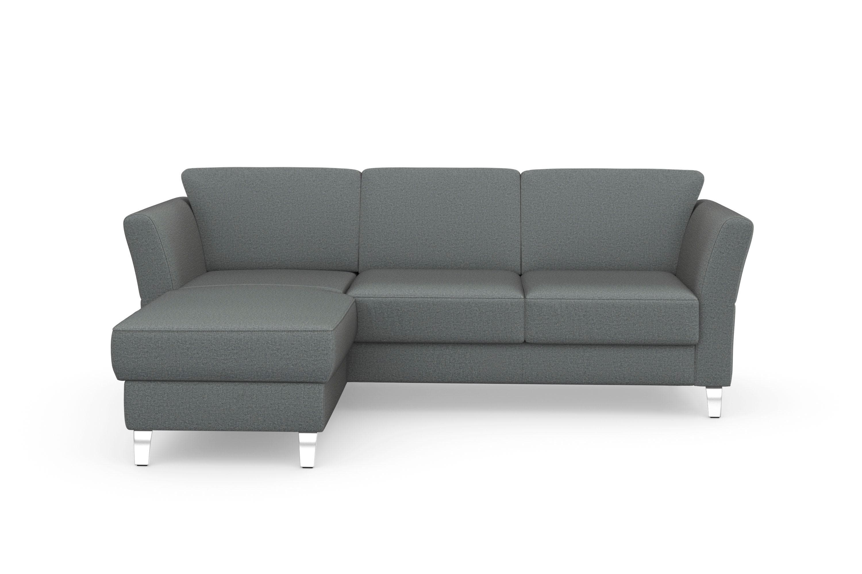 SIT & MORE Ecksofa Visby L-Form Grau Chenille Recamiere