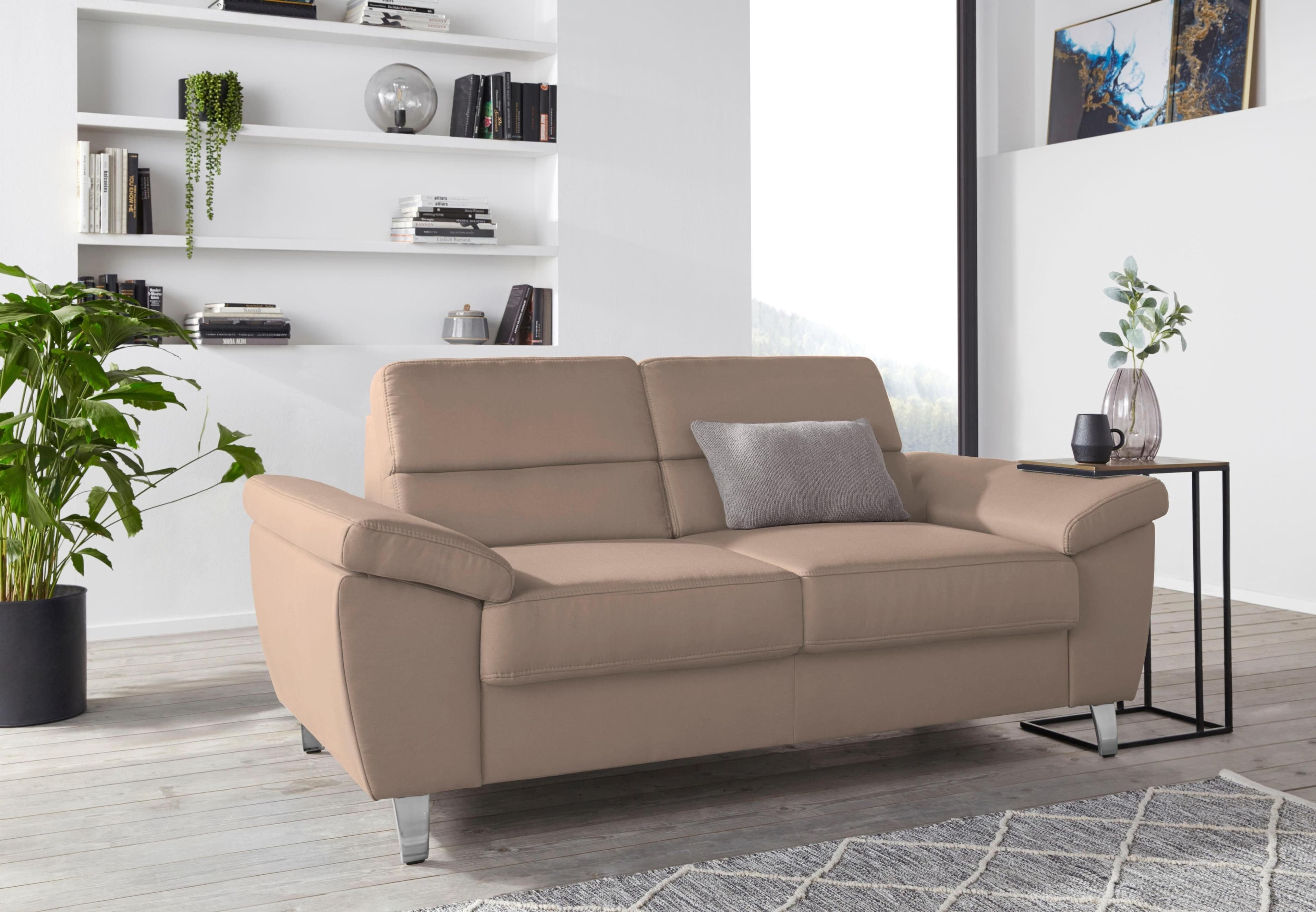 SIT & MORE Sorano 2-Sitzer Sofa Braun Flachgewebe