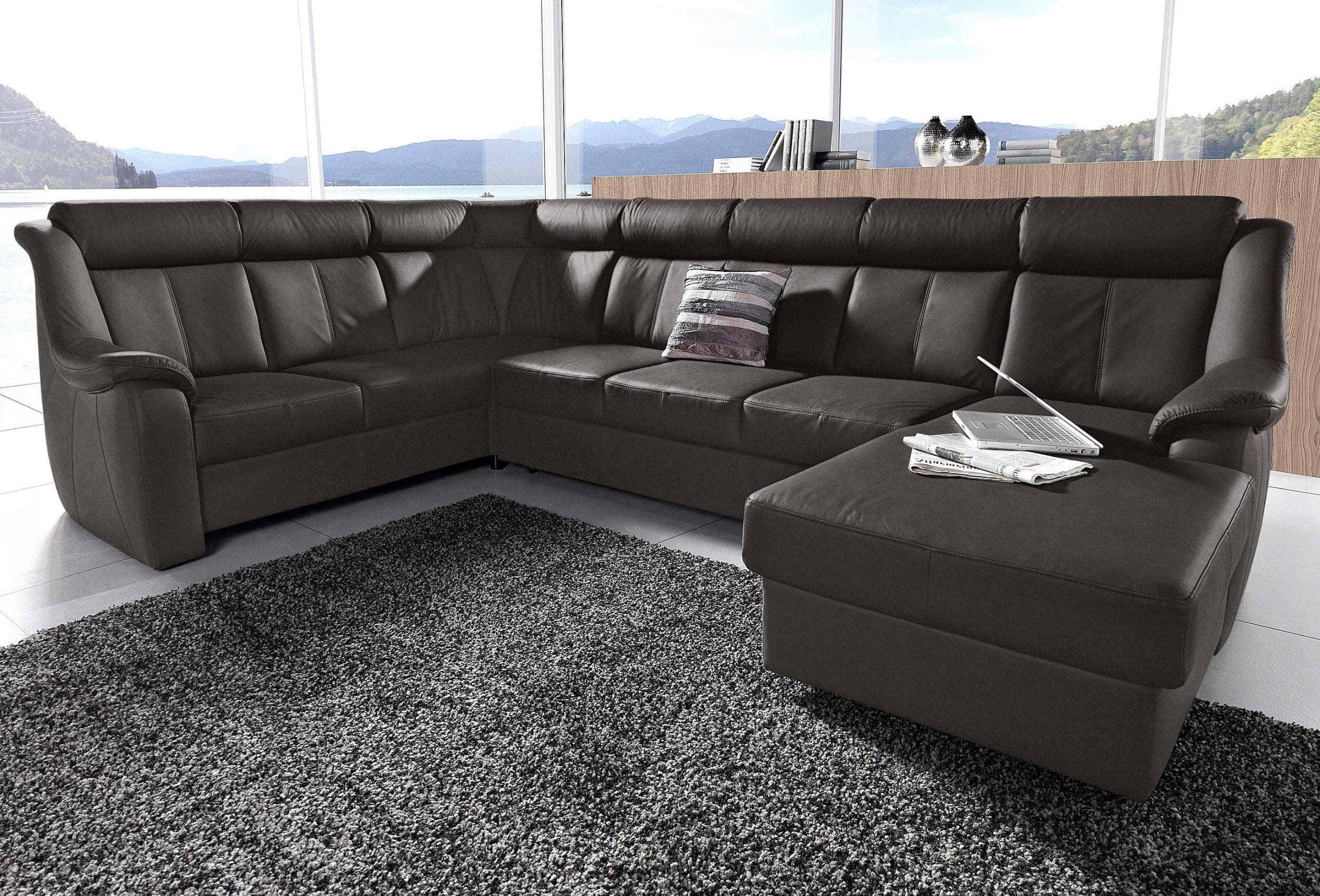 SIT & MORE Wohnlandschaft Basel U-Form Schwarz Relax