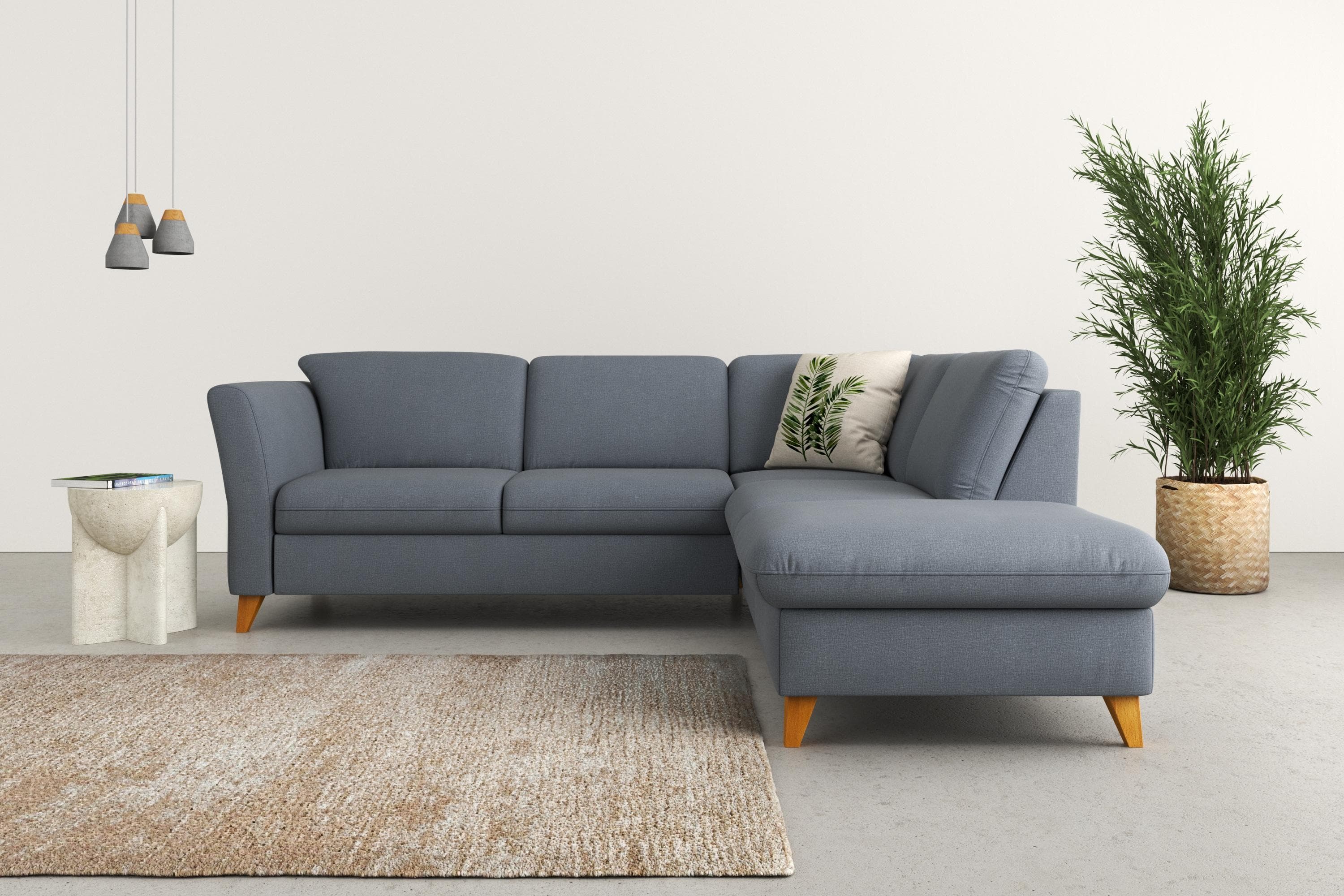 HOME AFFAIRE Ecksofa Trelleborg L-Form Blaugrau Polyester