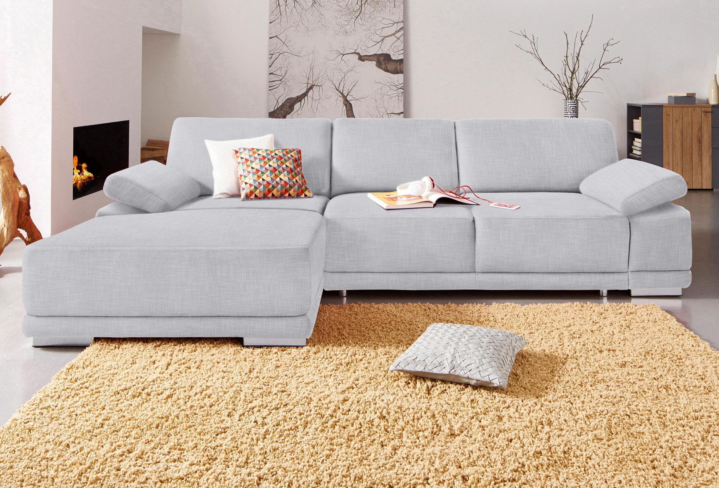 SIT & MORE Ecksofa Coria L-Form Silber mit XL-Recamiere
