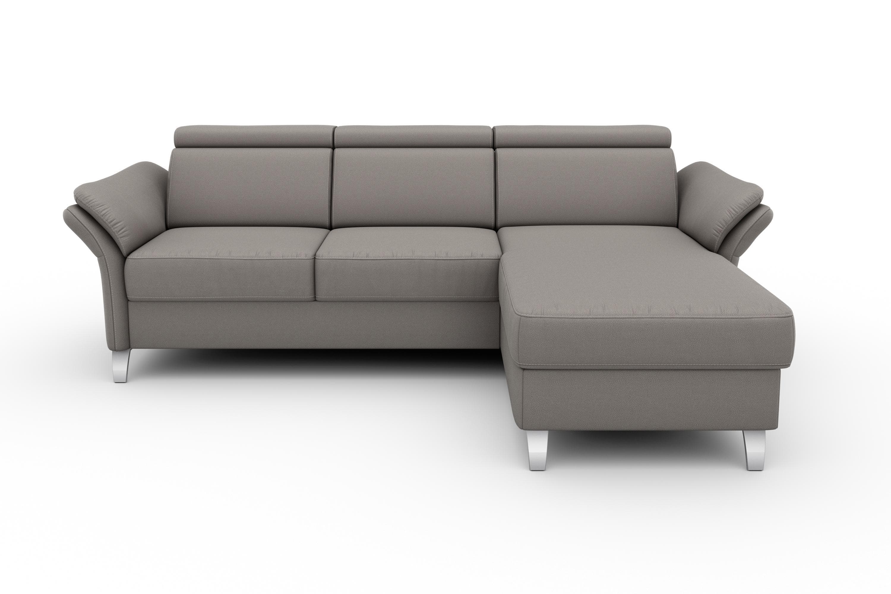 Sit & More Ecksofa Vincenzo L-Form Grau mit Bettfunktion